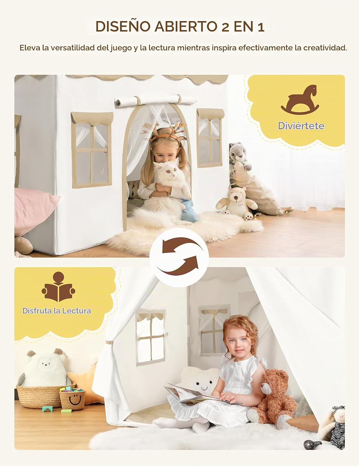 besrey Tienda de campaña para niños 2 en 1 con alfombrilla acolchad...