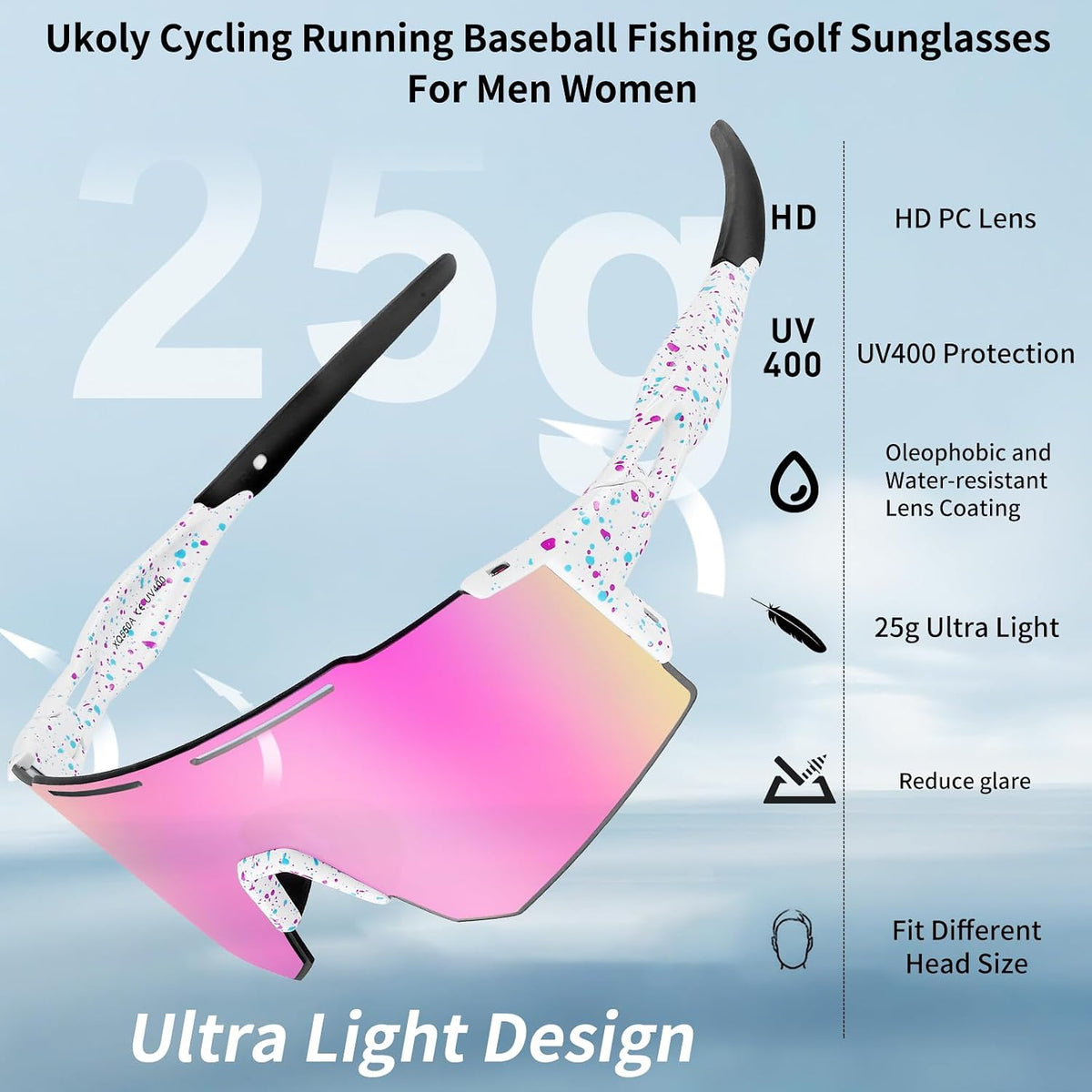 Ukoly Gafas de sol deportivas para hombres y mujeres, protección UV...