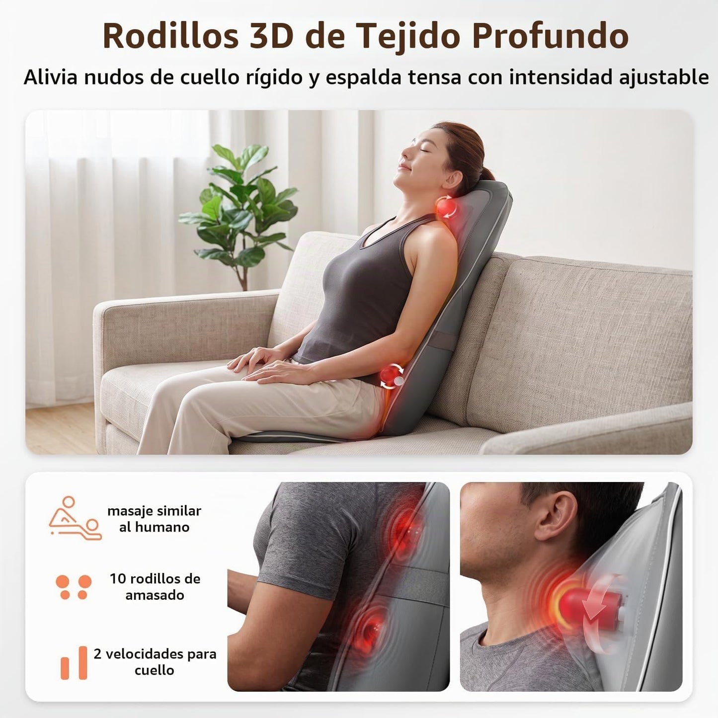Mynt - Masajeador Shiatsu de Cuello y Espalda con Calor, Masajeador...