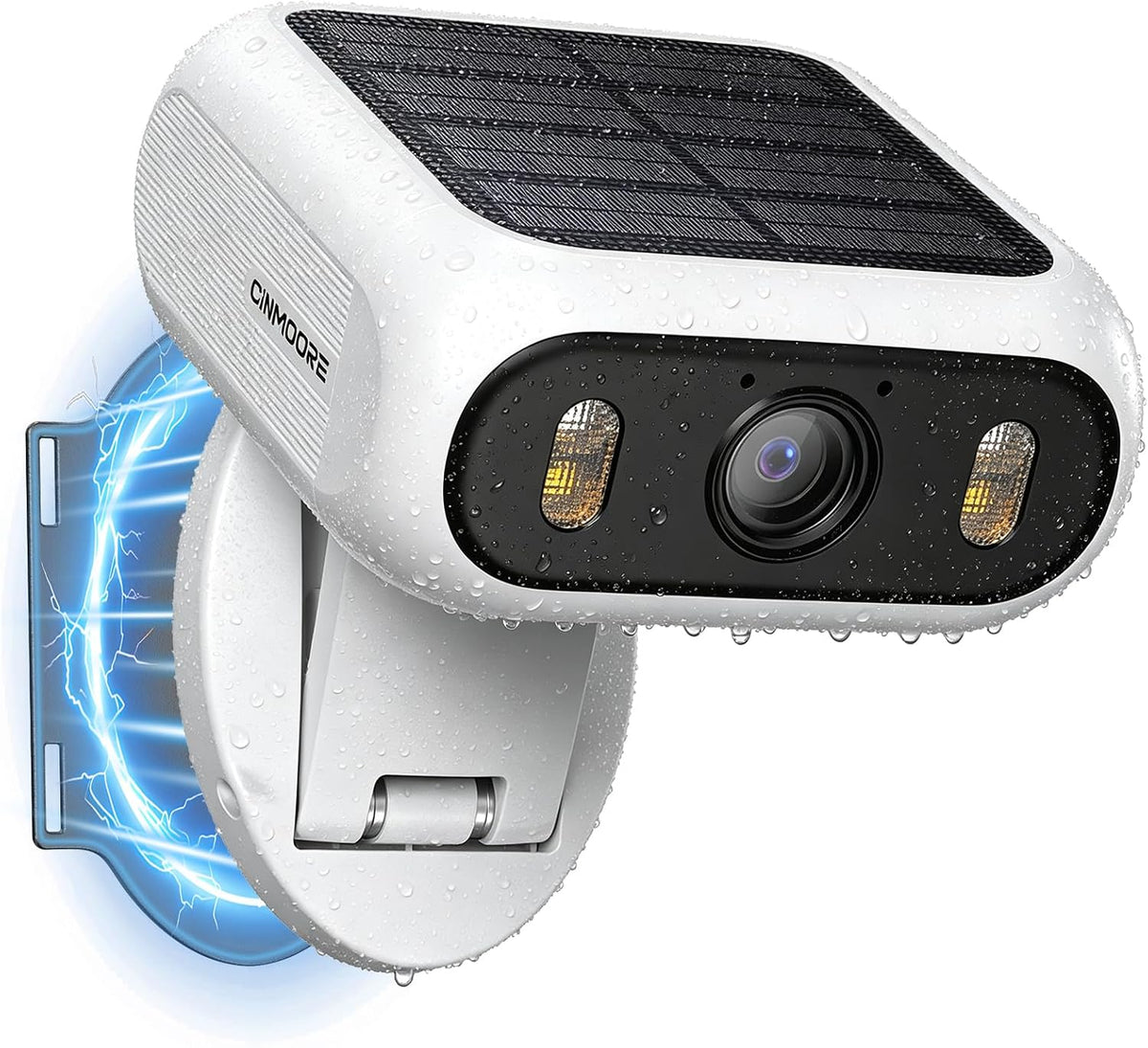 CINMOORE Cámara de seguridad solar inalámbrica para exteriores, cám...