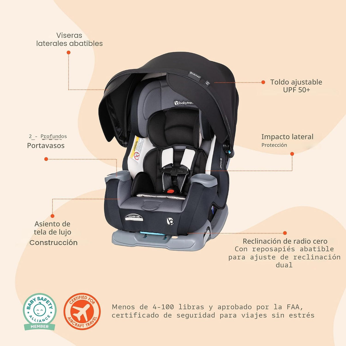 Baby Trend Cover Me - Asiento convertible 4 en 1 para bebé\/niño pe...