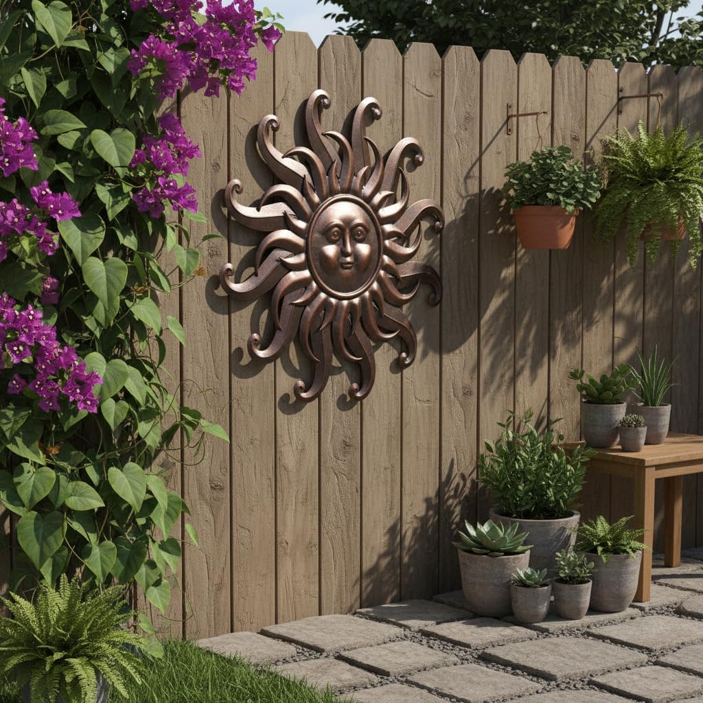 Comfy Hour - Arte de pared grande de metal con cara de sol de 25 pu...