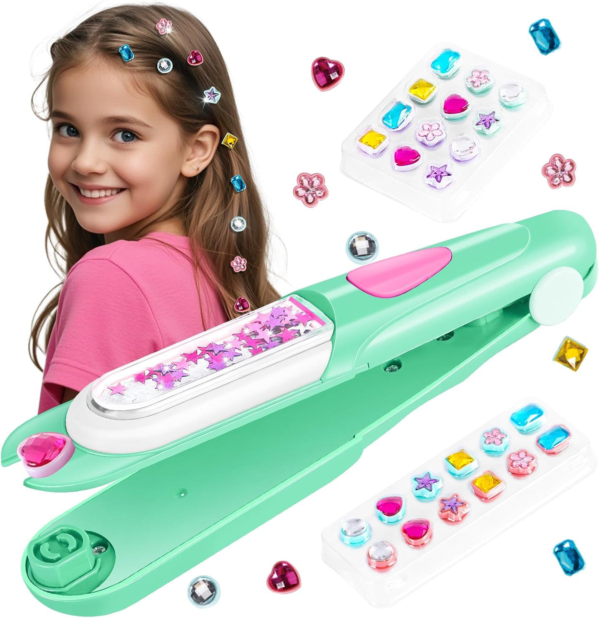 kidzkube Kit de sellos de gemas para el cabello, joyas brillantes p...