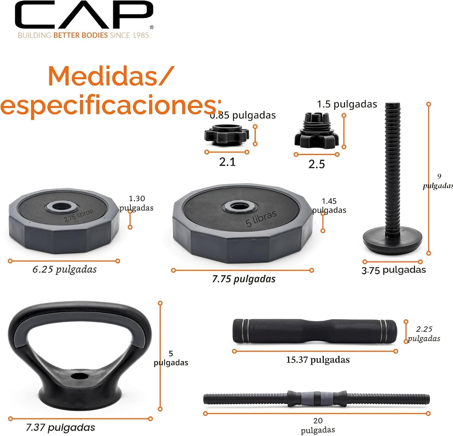 CAP Barbell Juego de Pesas Ajustables Multiusos - Mancuerna Versáti...