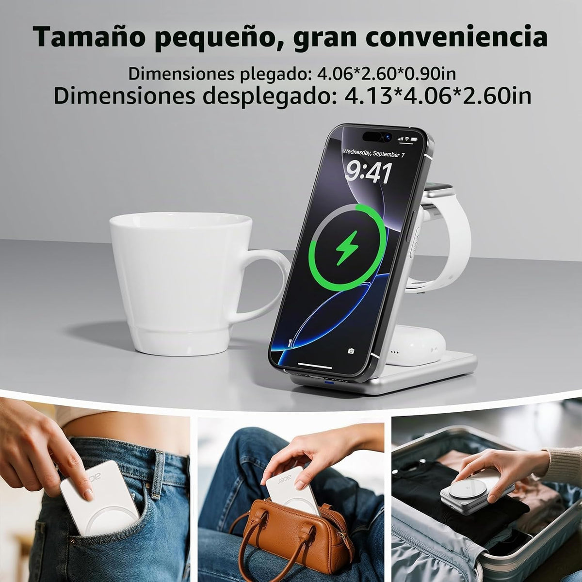 Acer Estación de carga 3 en 1 para iPhone, Soporte de cargador inal...