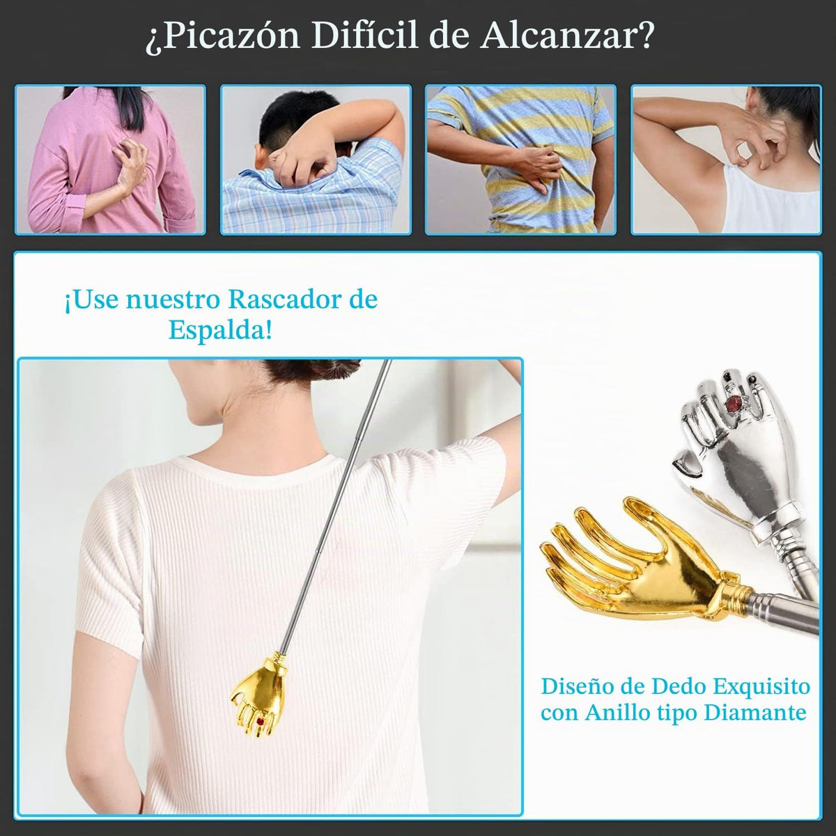 Rascador telescópico de espalda, mango extensible, herramienta port...
