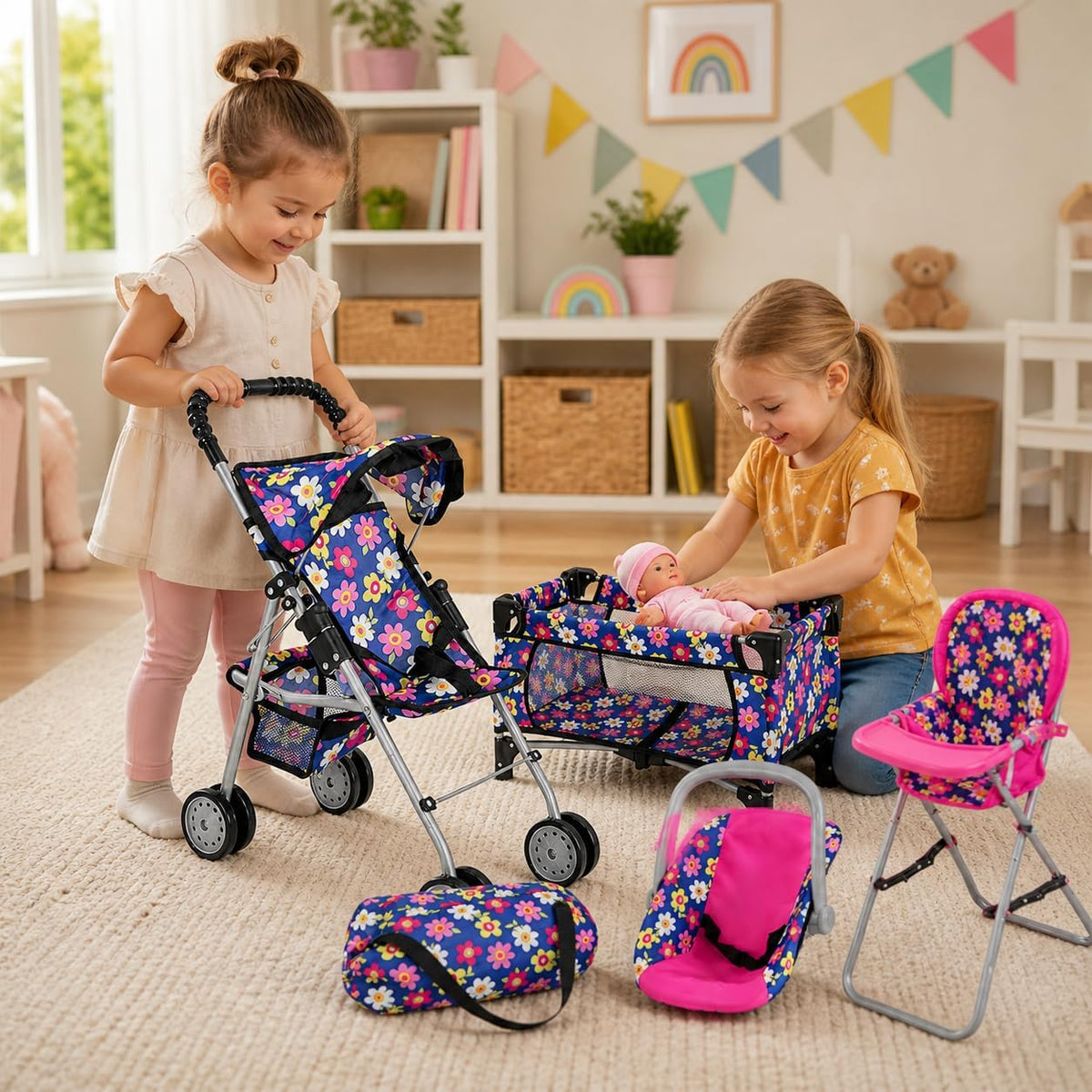 fash n kolor El juego de 4 piezas para muñeca de bebé, diseño de fl...