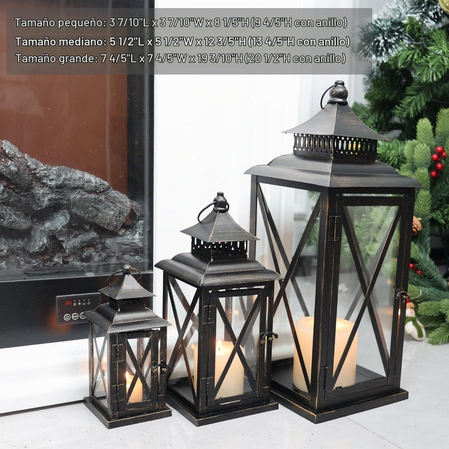 DECORKEY 3 faroles decorativos (20'', 13'' y 9'...