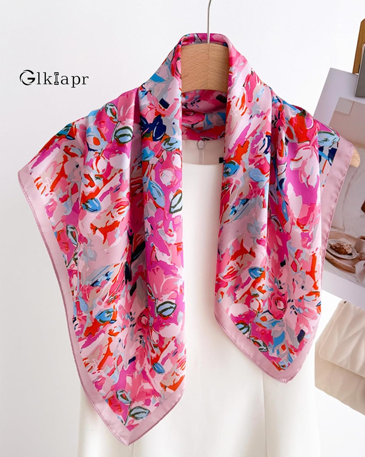 Pañuelo bandana de satén para mujeres, bufandas sedosas para el cab...