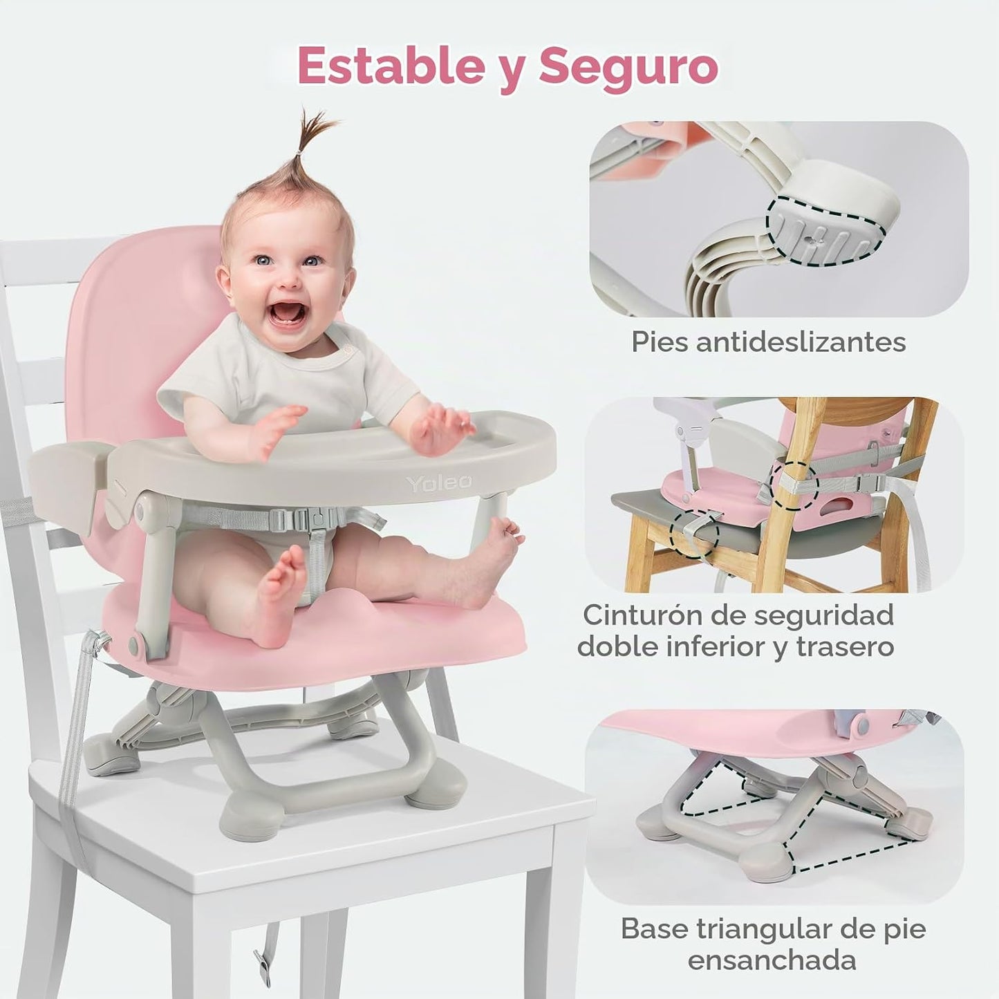YOLEO Silla alta para bebé, asiento elevador para mesa de comedor,...