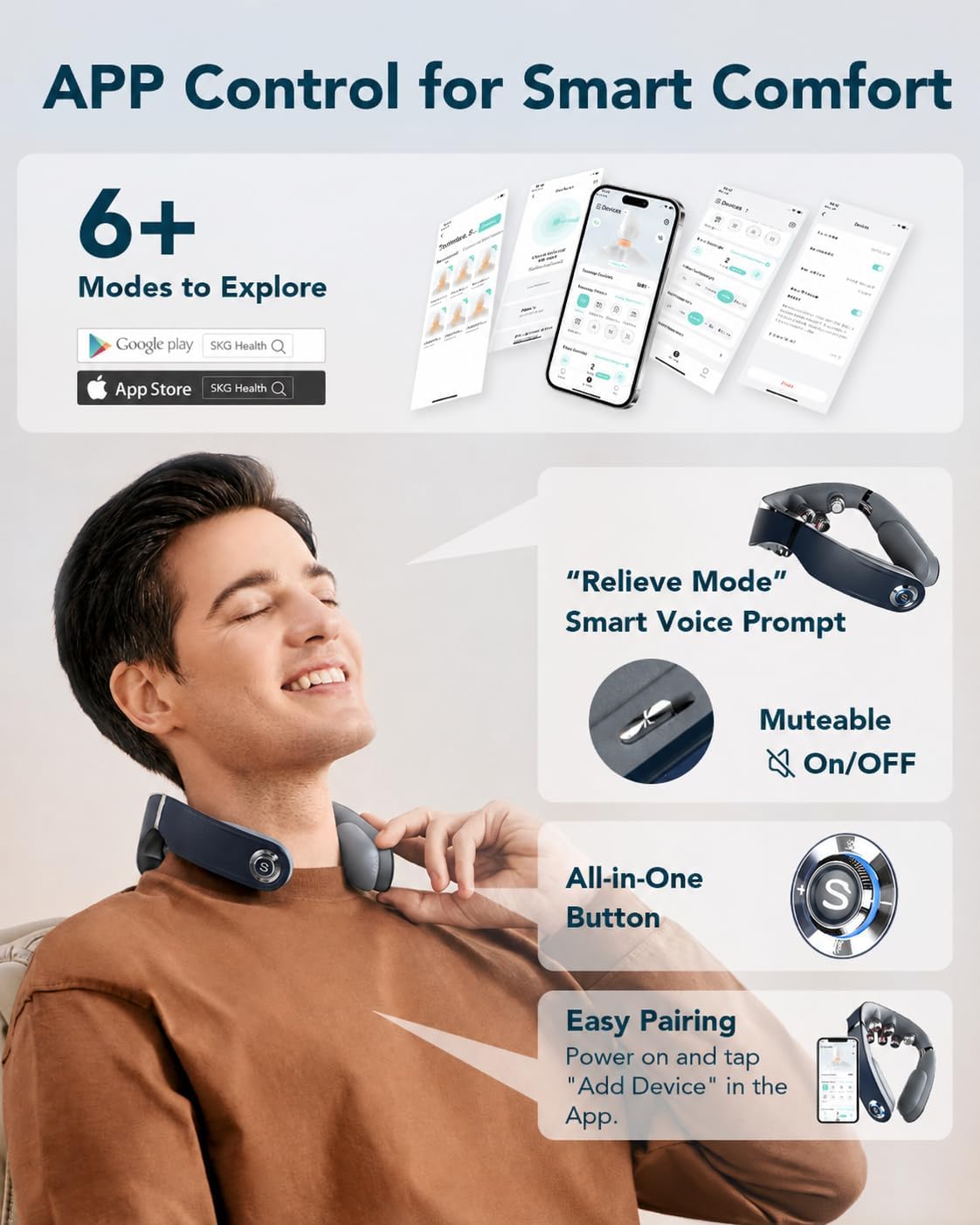 SKG Masajeador de cuello plegable FSA G7 Pro para aliviar la tensió...
