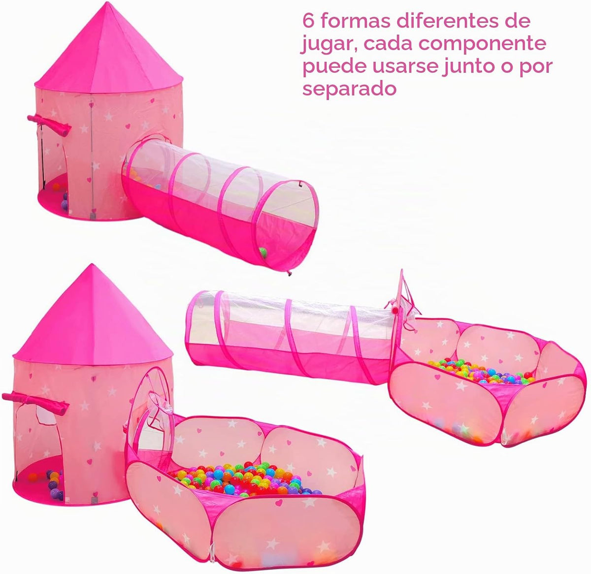 Tienda de campaña de princesa de 3 piezas para niñas con hoyo de bo...