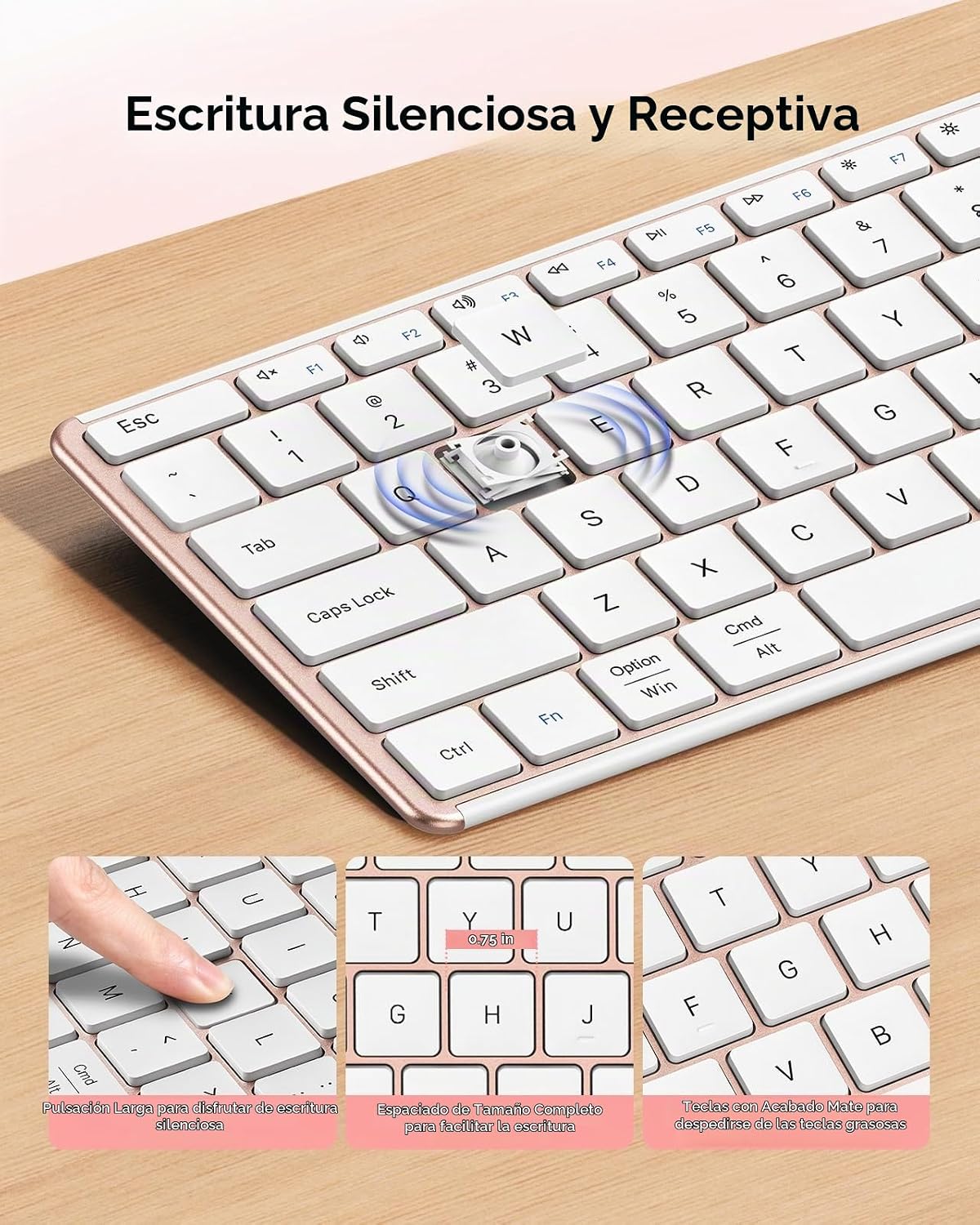 seenda SKM64-3 Combo de teclado inalámbrico Bluetooth y mouse para...