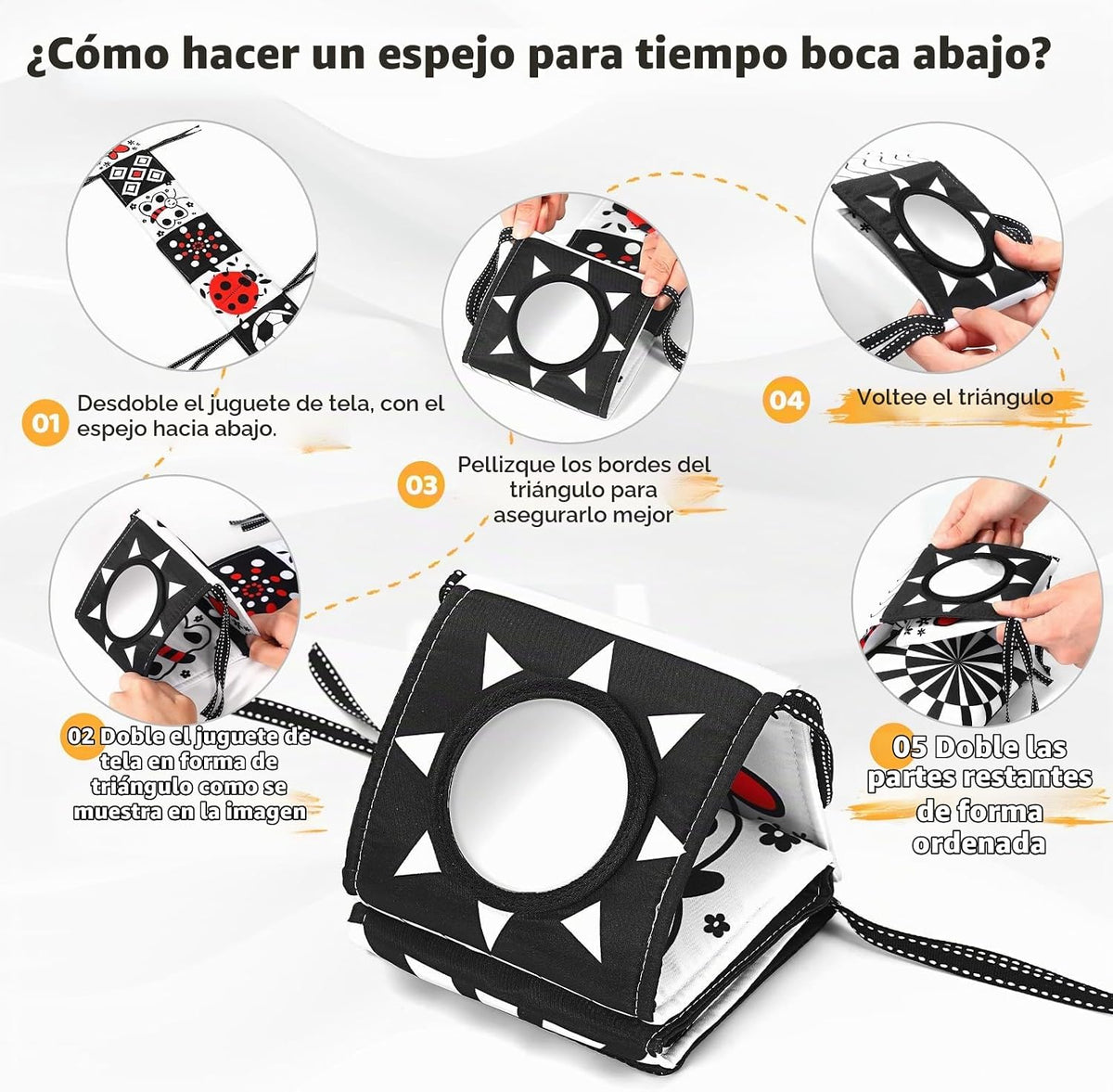 AJsupojouet Libro de bebé recién nacido en blanco y negro de alto c...