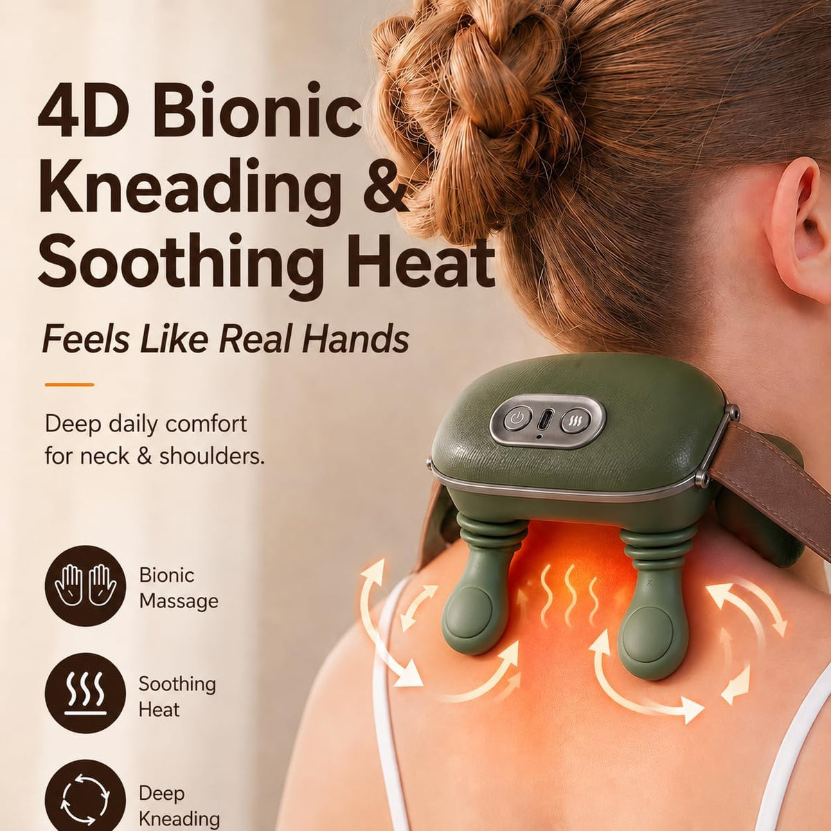 Masajeador de cuello shanglaite con calor, amasado biónico 4D inalá...