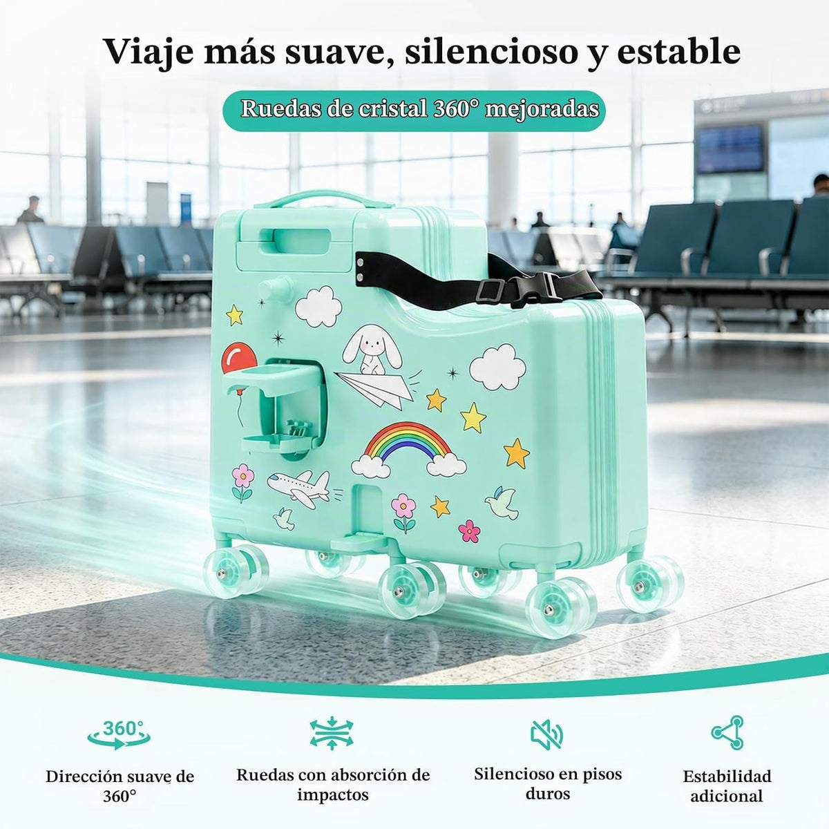 REMEIT Maleta de mano para niños, Verde, Montar