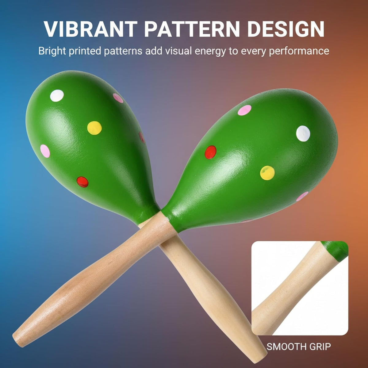 4 piezas Maracas, instrumento de maraca de madera de 9 pulgadas (pu...