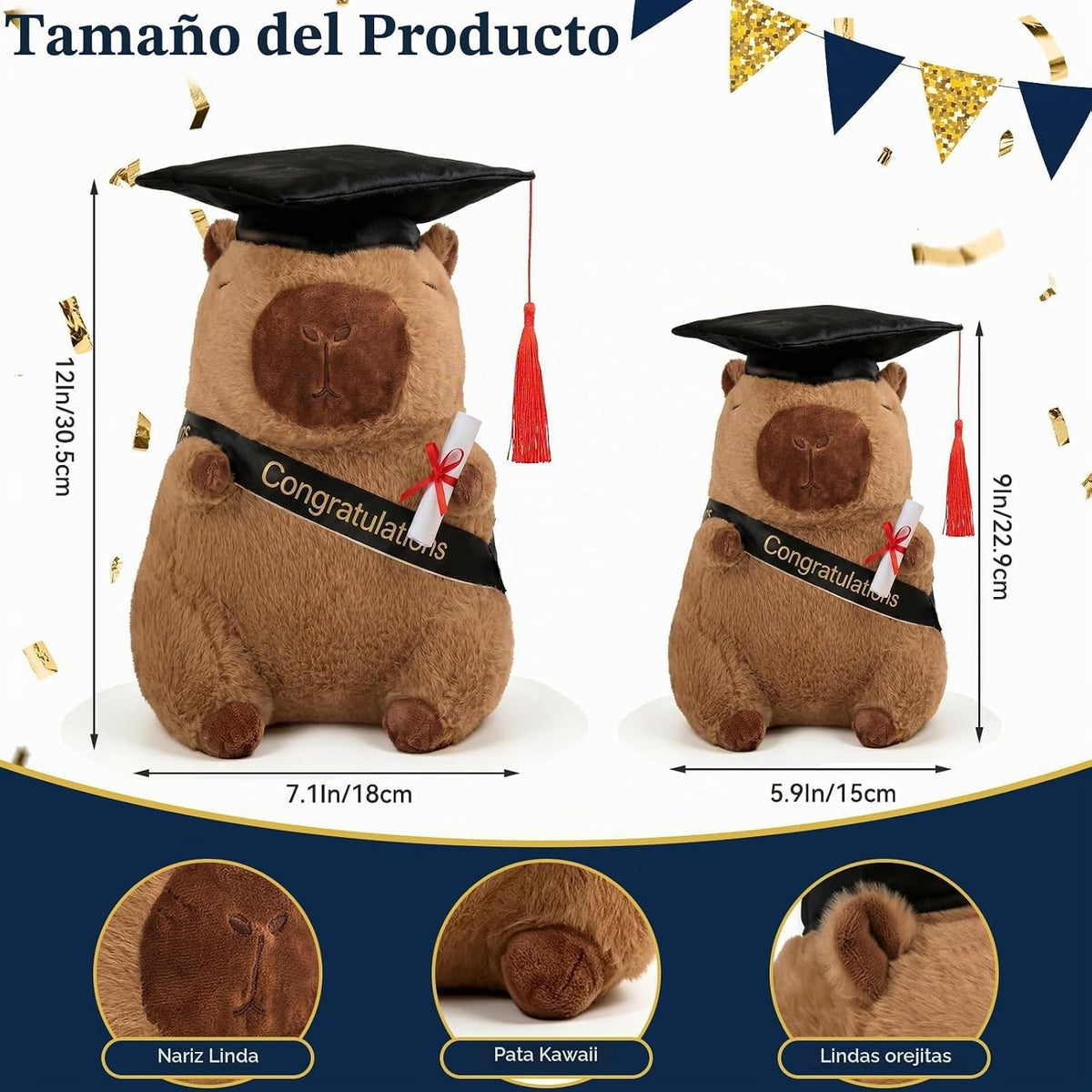 Regalos de graduación 2026, peluche de graduación de Capybara con g...