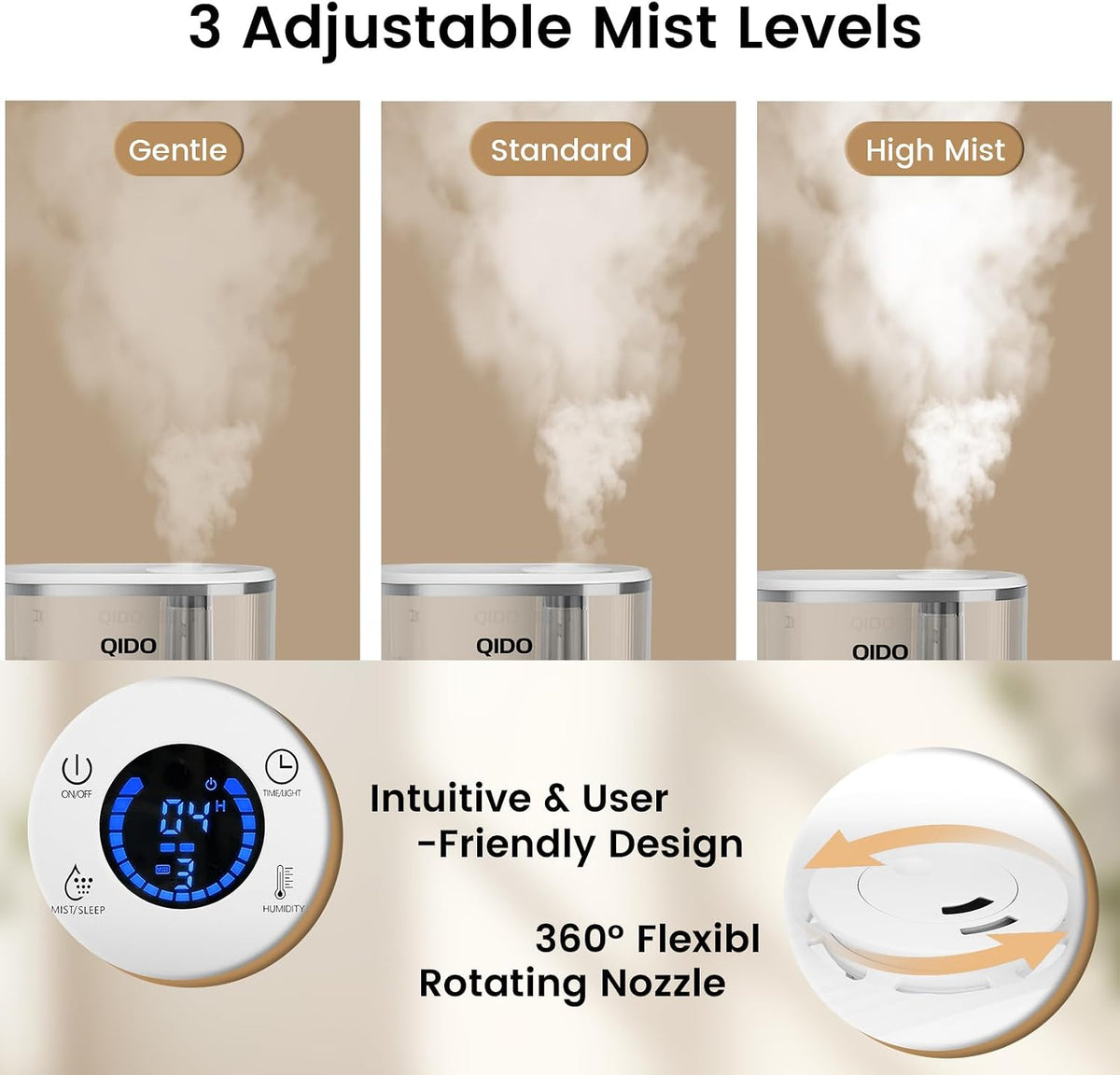 COMHOMA Humidificadores de llenado superior para dormitorio, tanque...