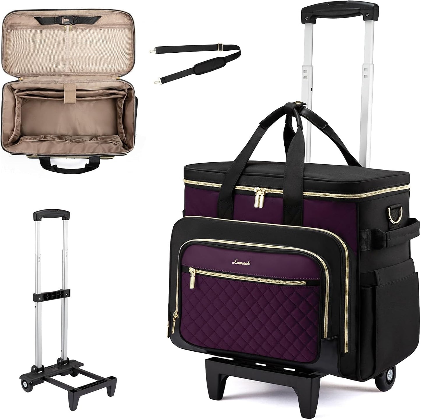 LOVEVOOK Bolsa con ruedas para profesor, bolsa para laptop con plat...
