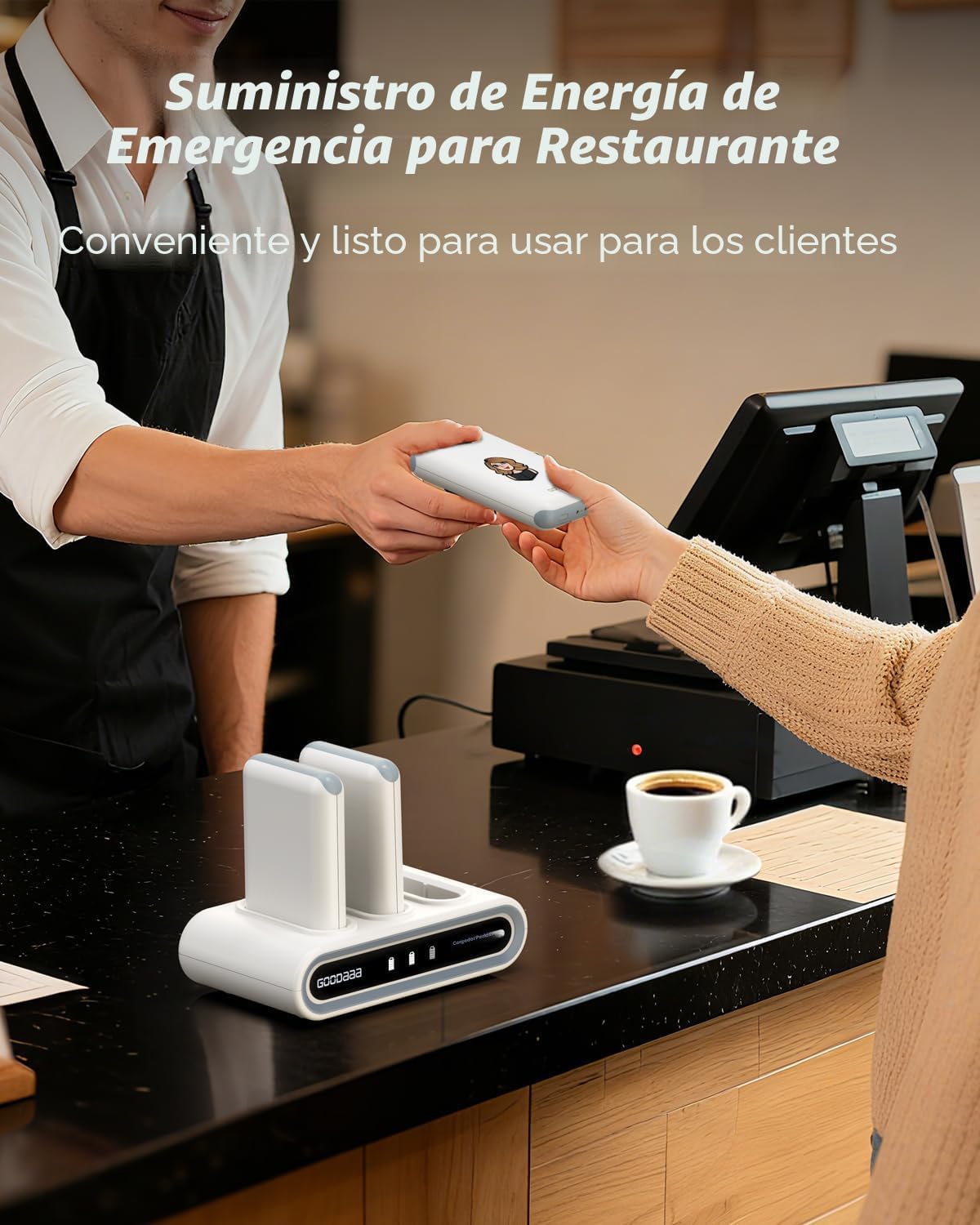 GOODaaa Cargador portátil, paquete de 3 cables integrados de banco...