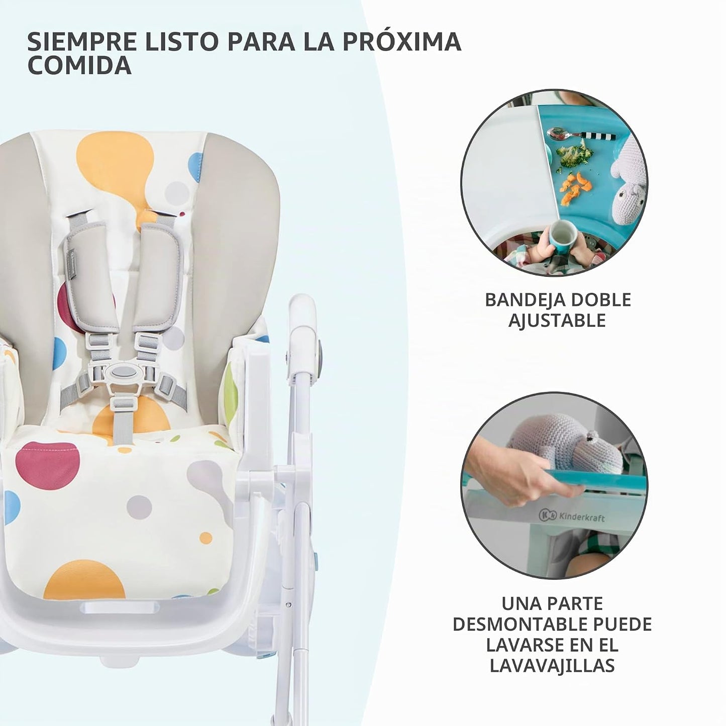 Kinderkraft Trona Yummy, Silla de bebé, ergonómica, cómoda, reclina...