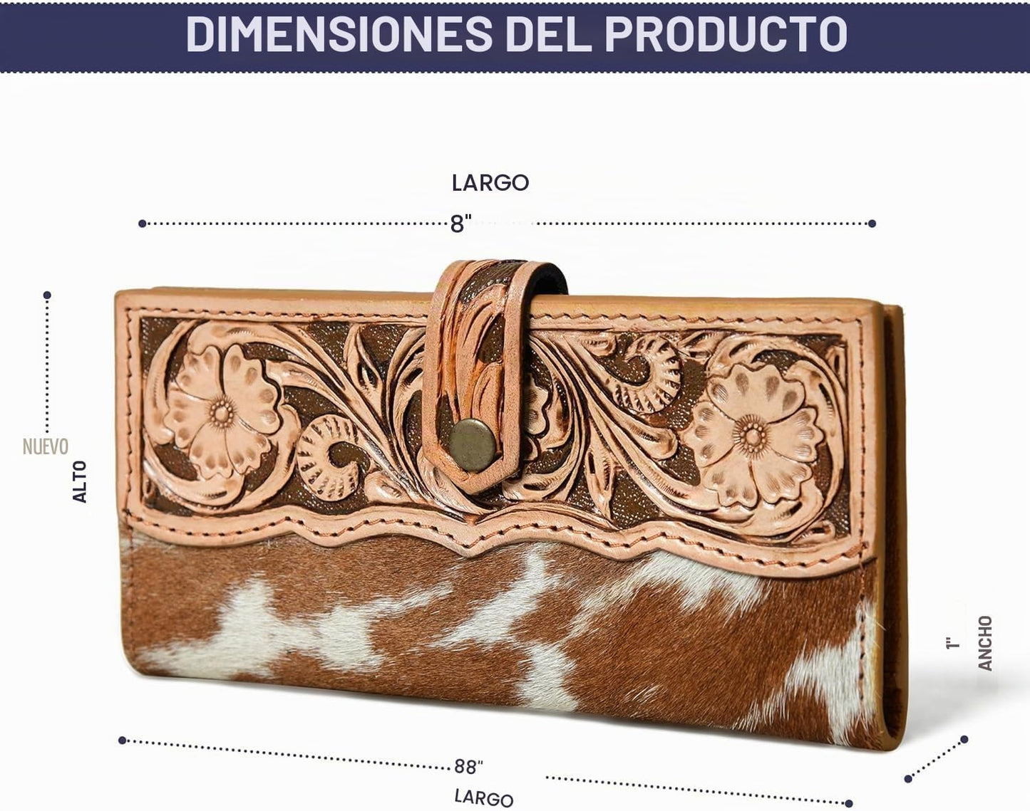 Merbaa Wild West Billetera de Cuero de Pelo de Vaca para Mujeres, l...