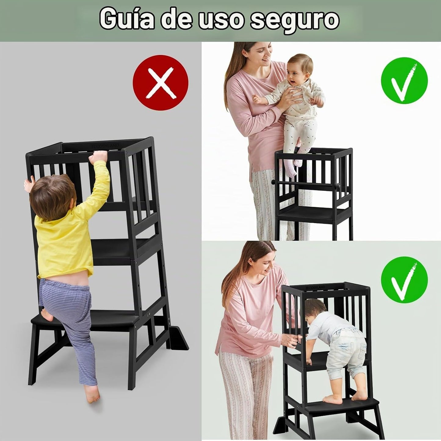 COSYLAND Torre de Pie para Niños Pequeños - Taburete Auxiliar de Co...