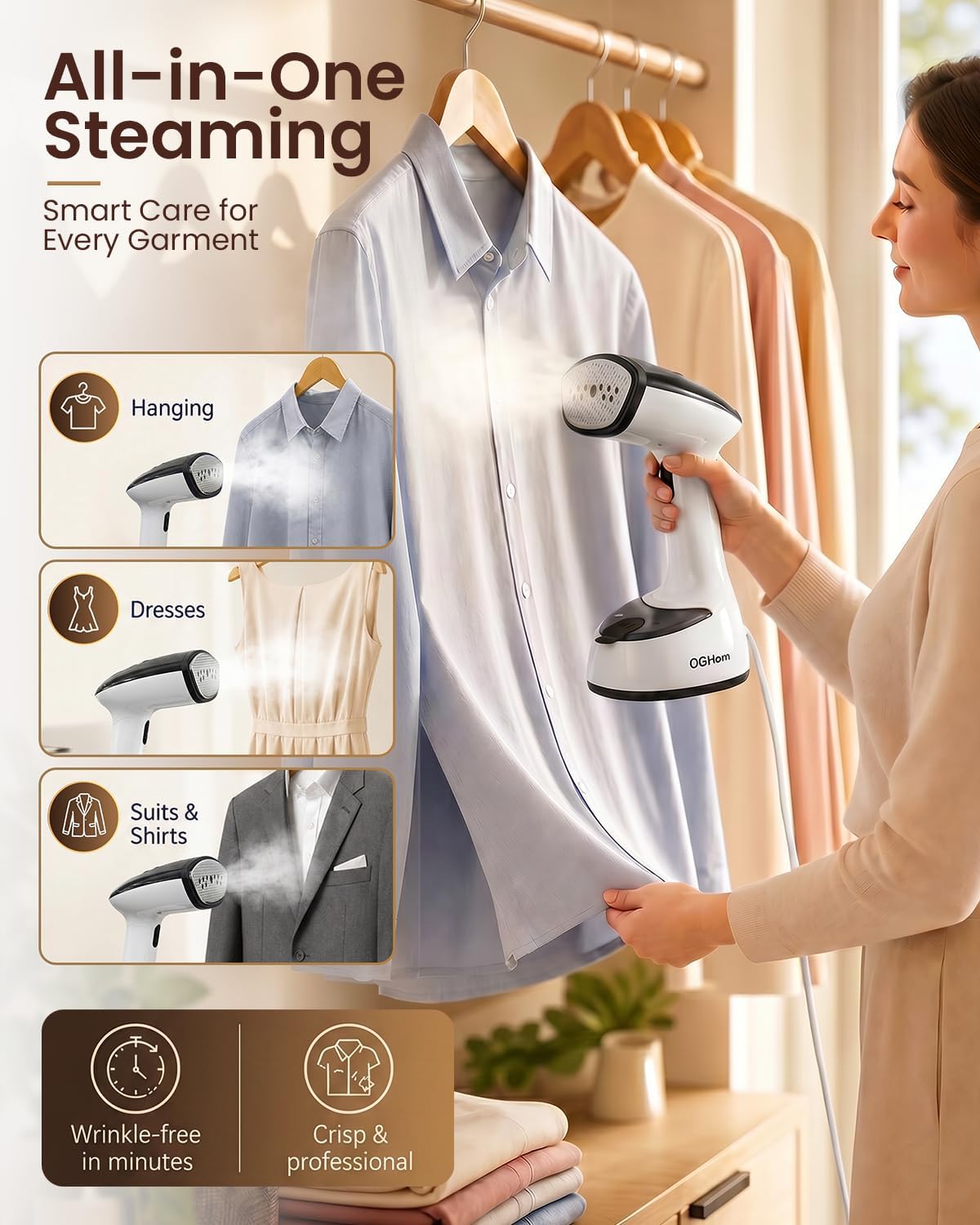 Vaporizador para ropa, vaporizador de ropa de mano para prendas, ca...