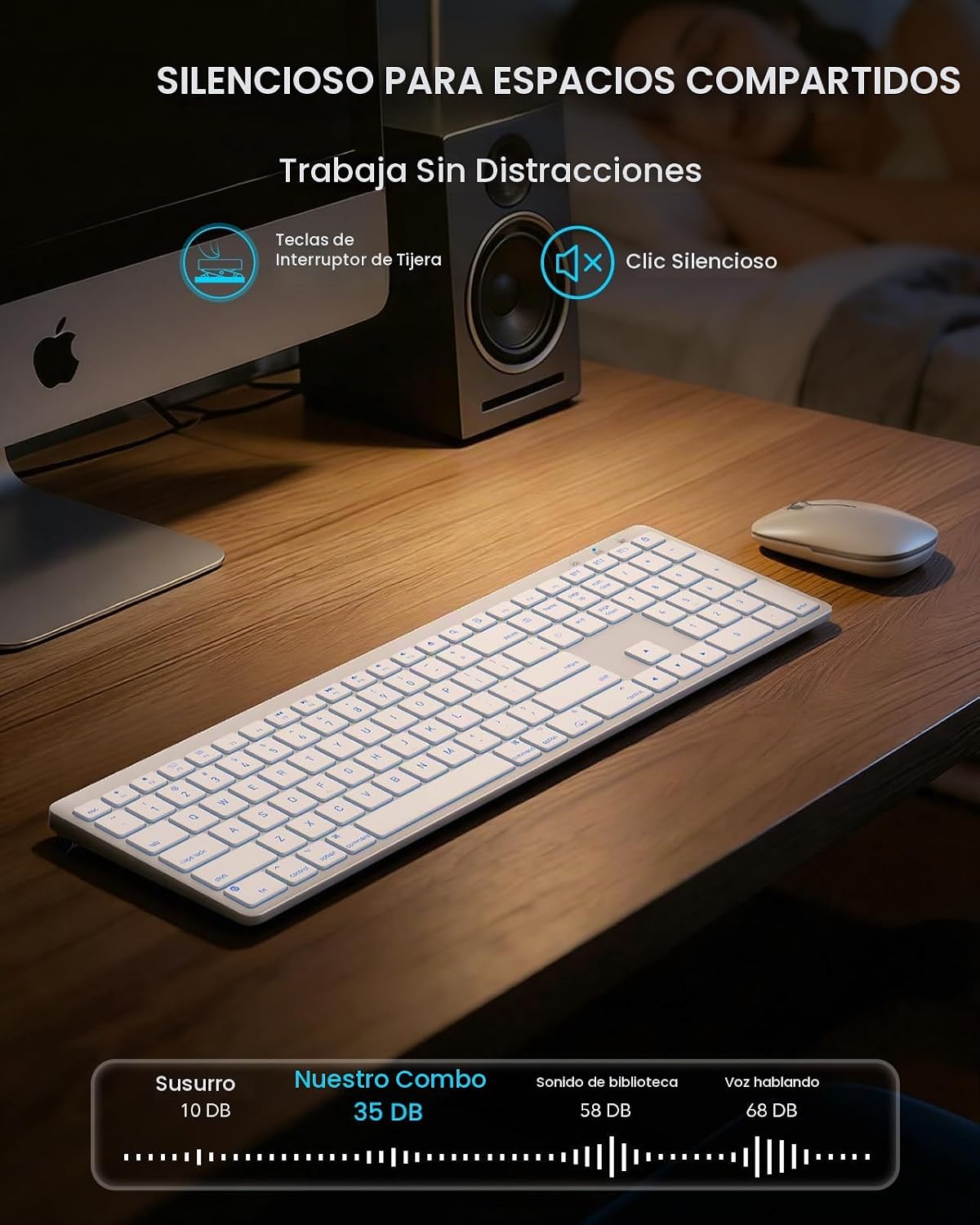 SABLUTE Teclado y mouse Bluetooth para Mac: retroiluminación de 7 c...