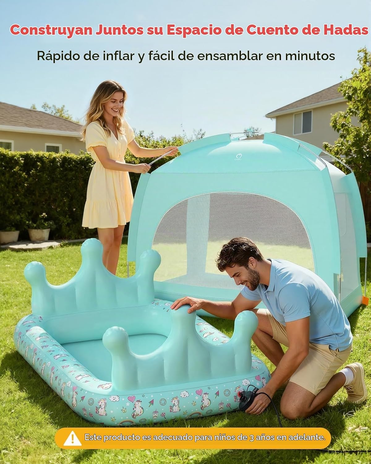 QPAU Colchón de aire para niños con tienda de campaña y bomba rápid...