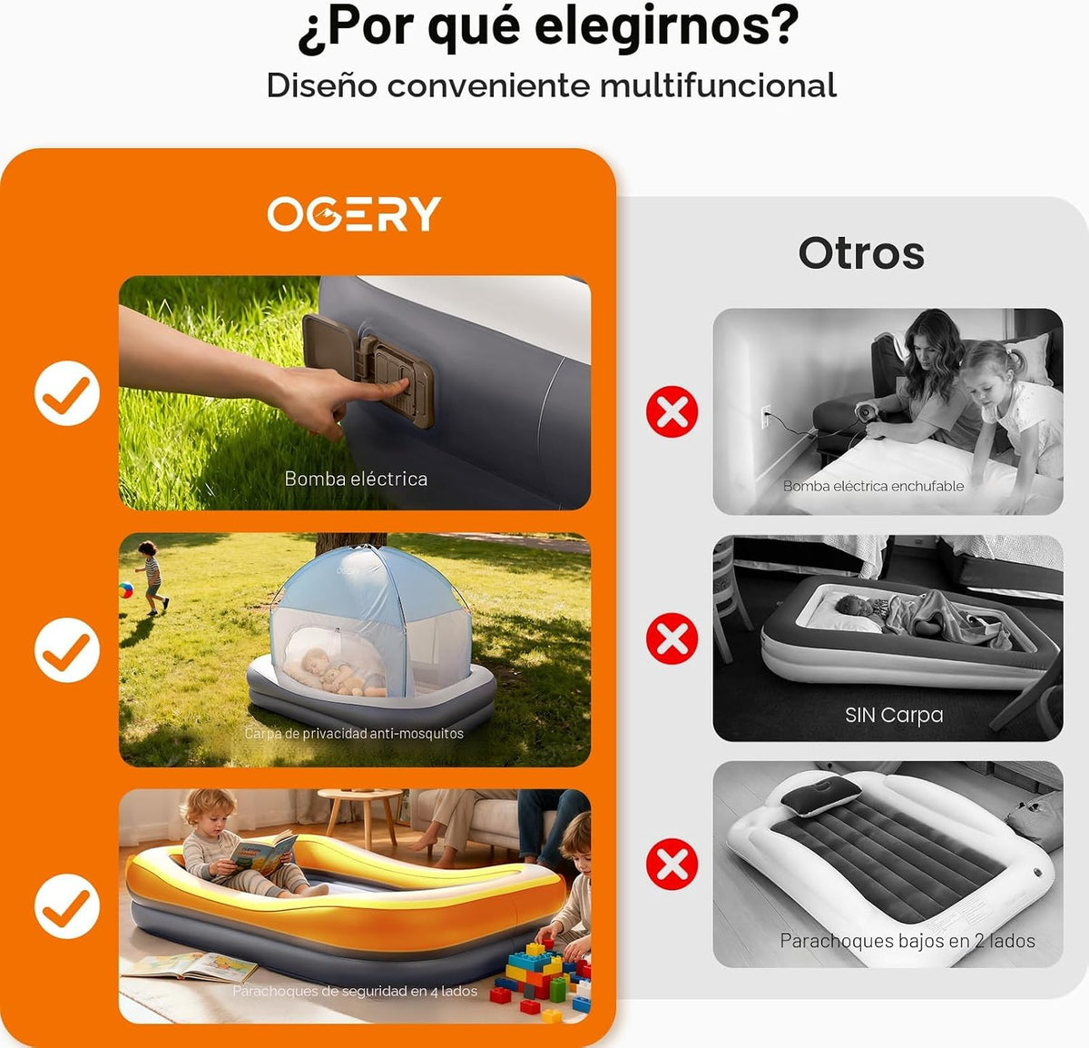 Cama de viaje inflable para niños pequeños OGERY con tienda de camp...