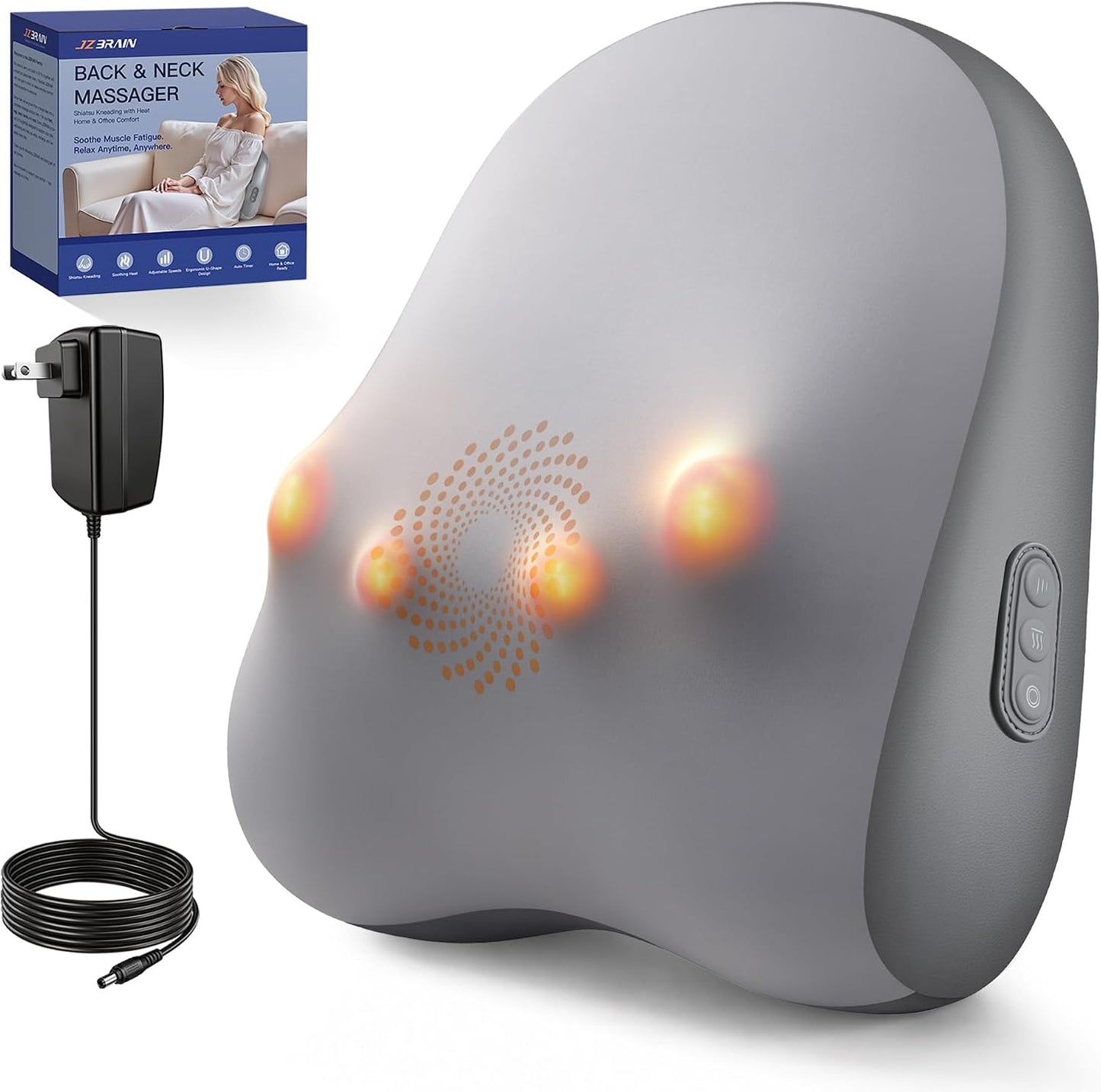 Masajeador de espalda eléctrico JZBRAIN, calor de amasado de tejido...