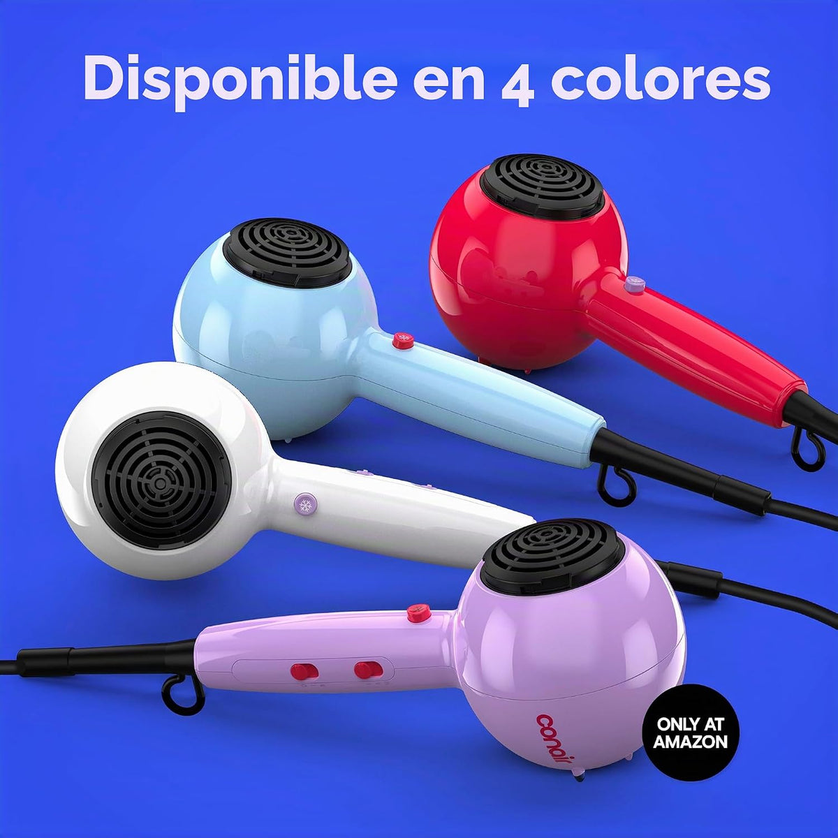 Conair Secador de pelo Cake Pop, secador de pelo con difusor y conc...