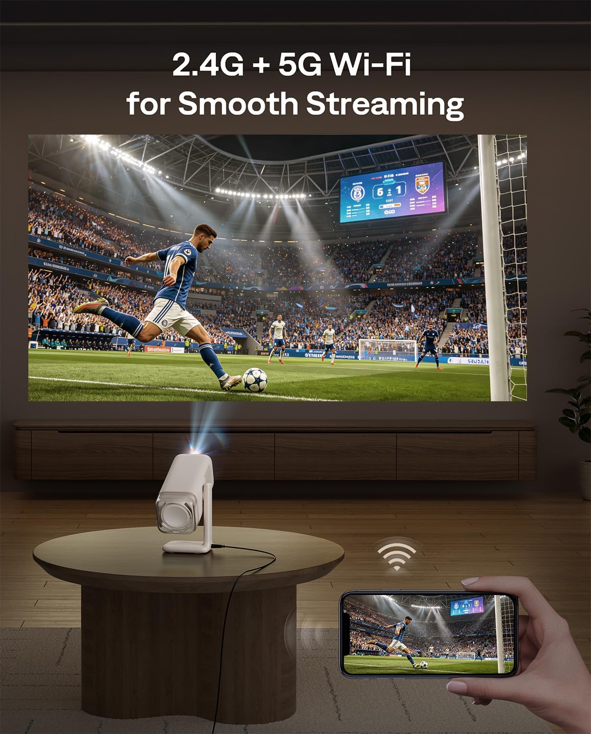 Aurzen BOOM Air - Proyector portátil para Google TV con alimentació...