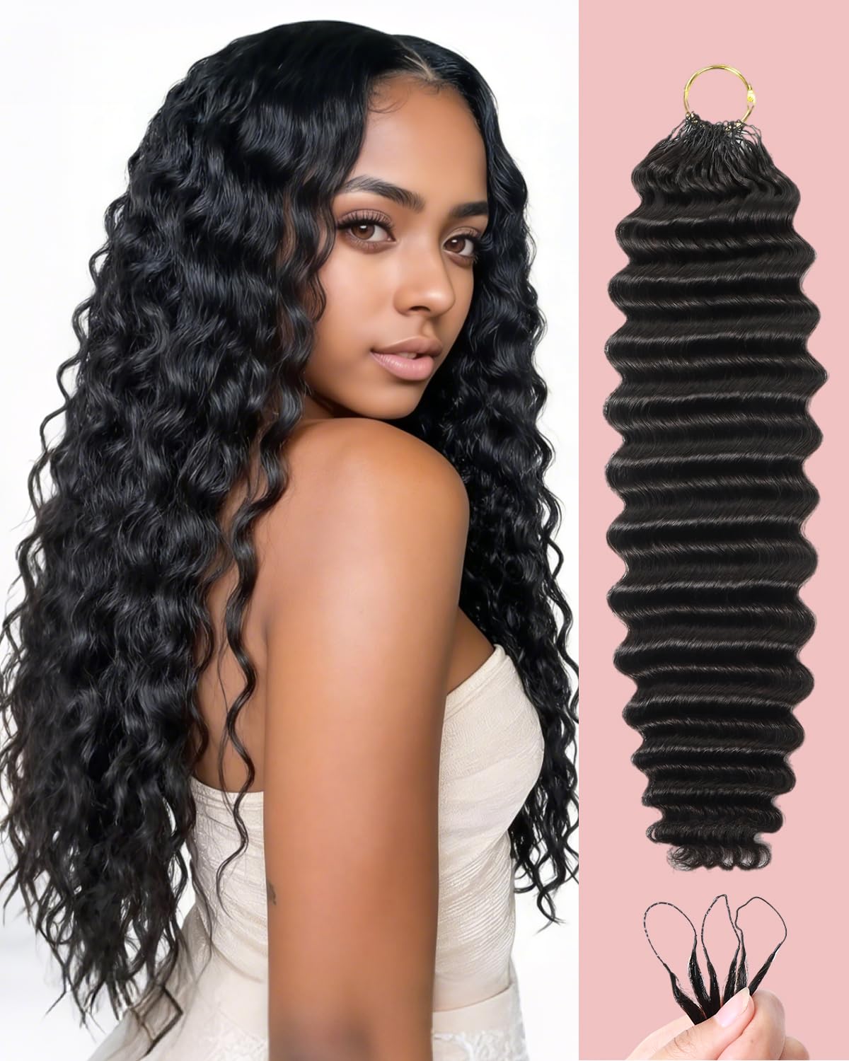 Cabello humano de ganchillo para mujeres negras, extensiones de cab...