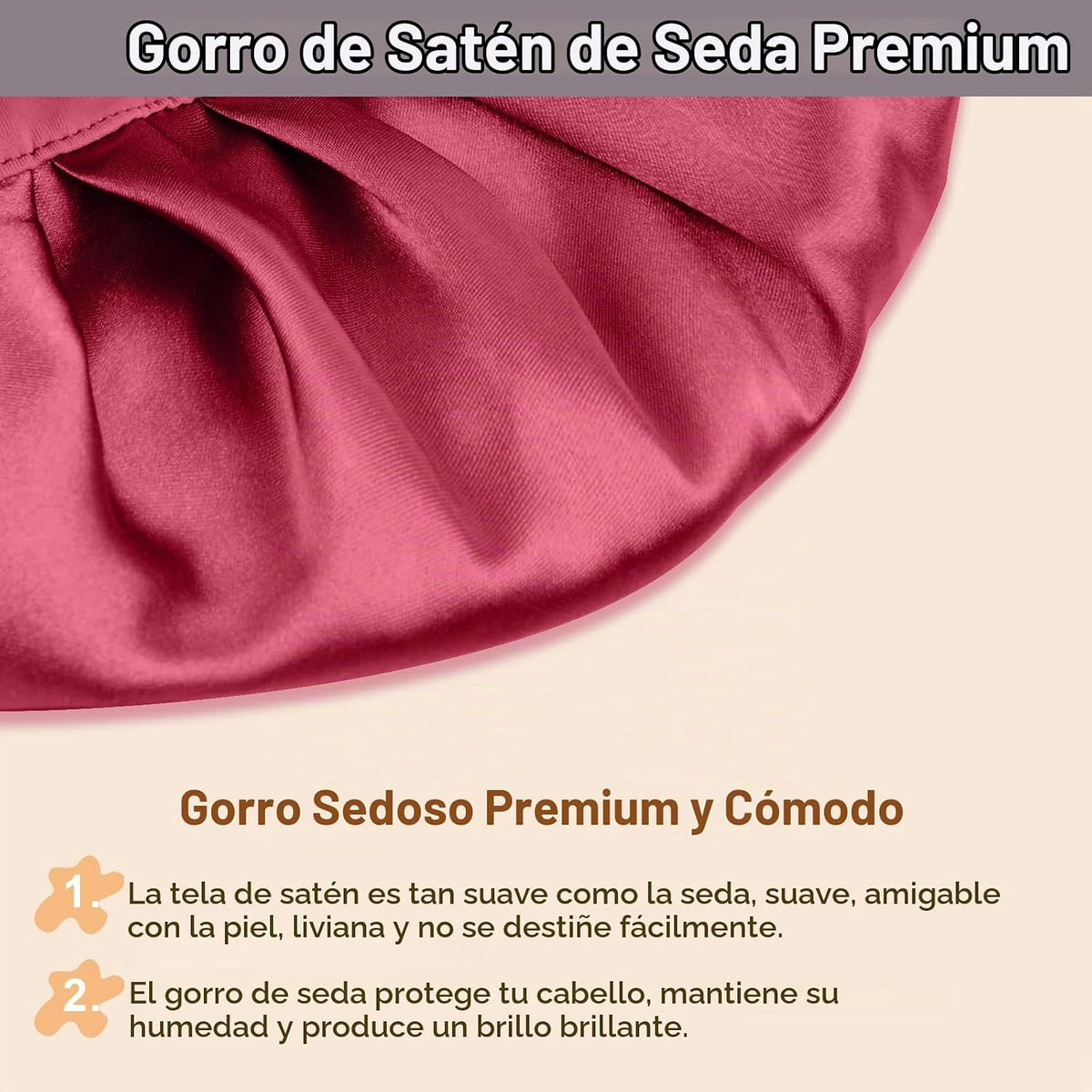 2 gorros de satén de seda para mujeres dormidas, grandes gorros de...
