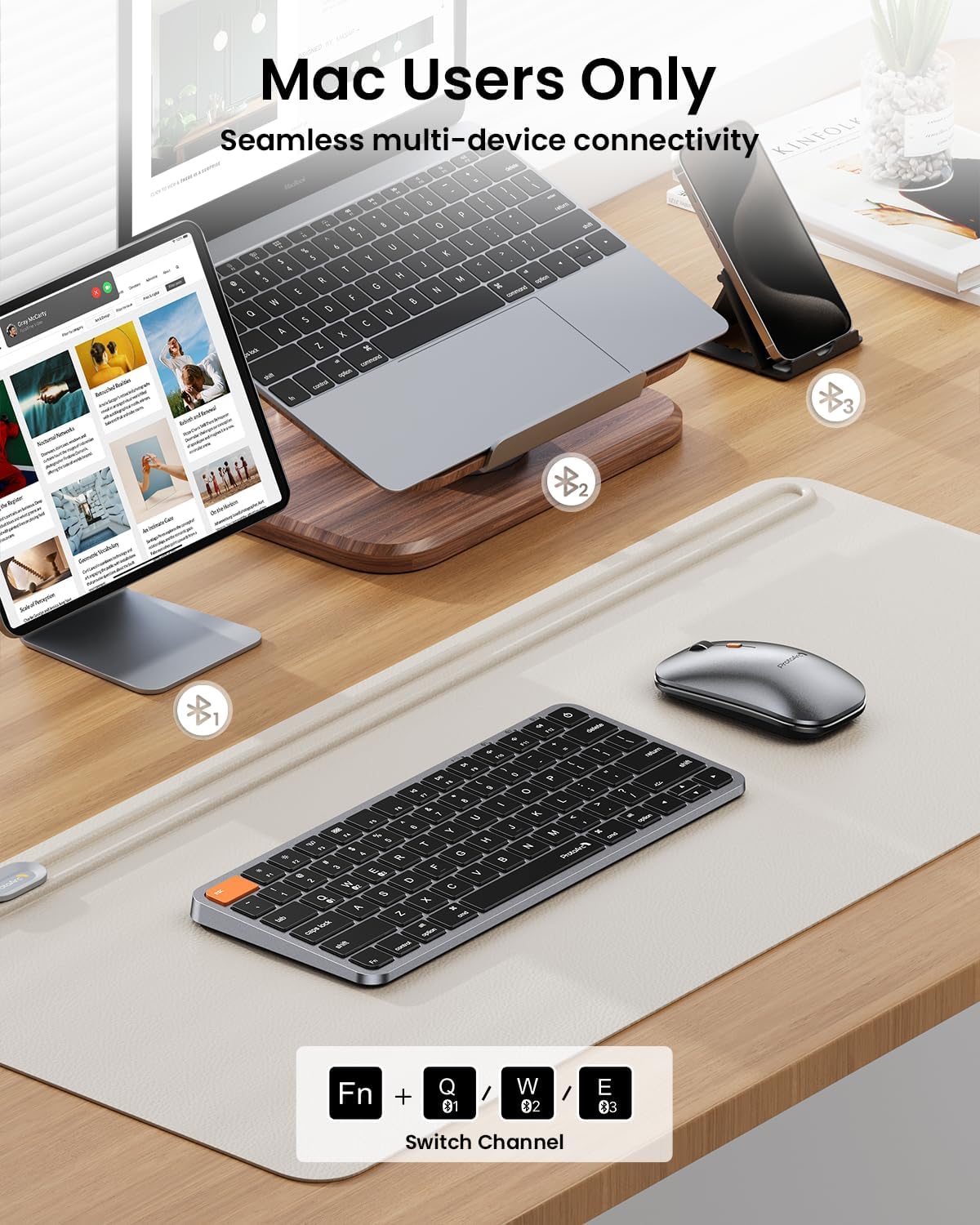 ProtoArc Teclado y mouse Bluetooth compacto retroiluminado para Mac...