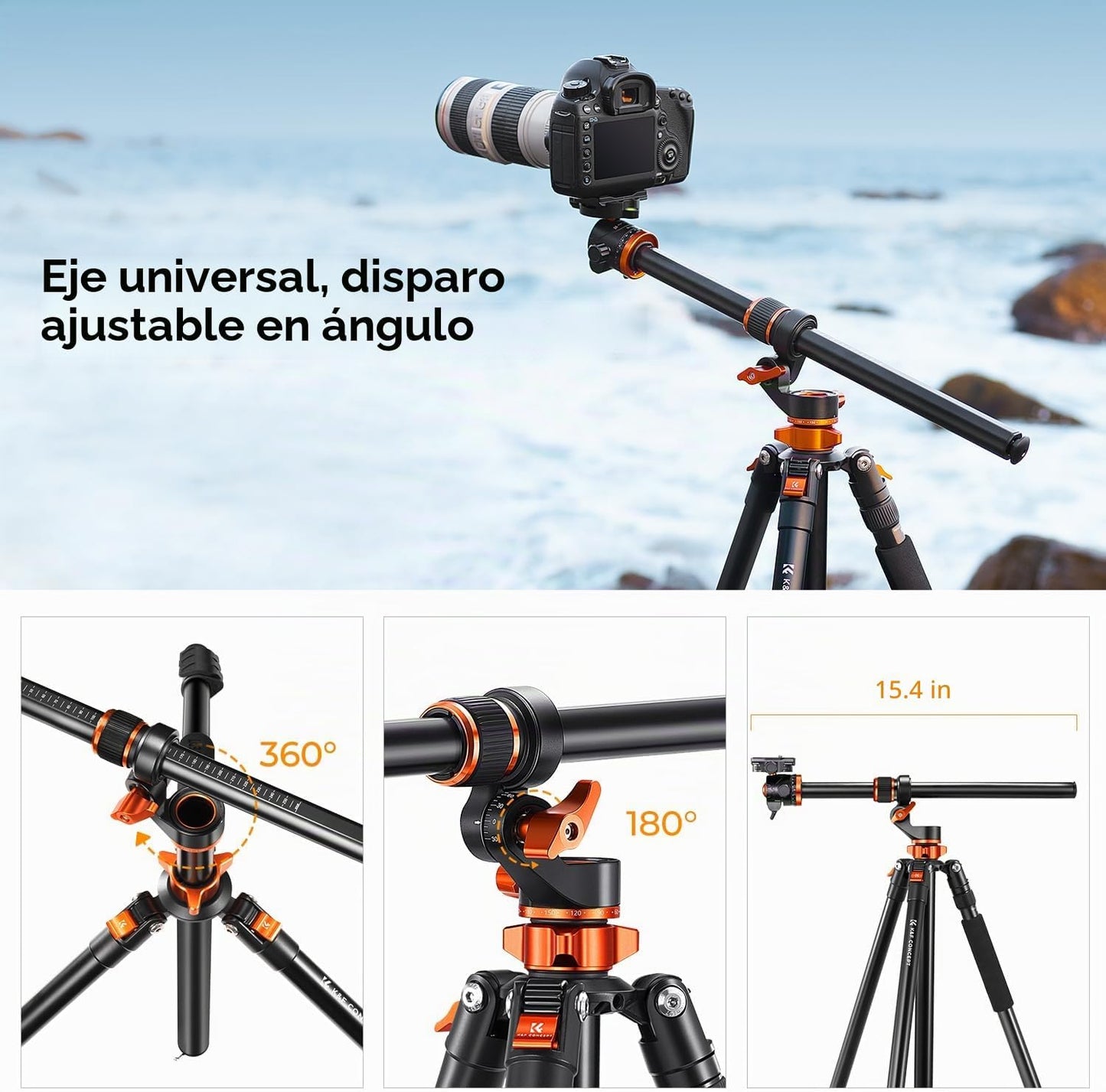 K&amp;F CONCEPT Trípode de cámara aérea horizontal ultra alta de 90...