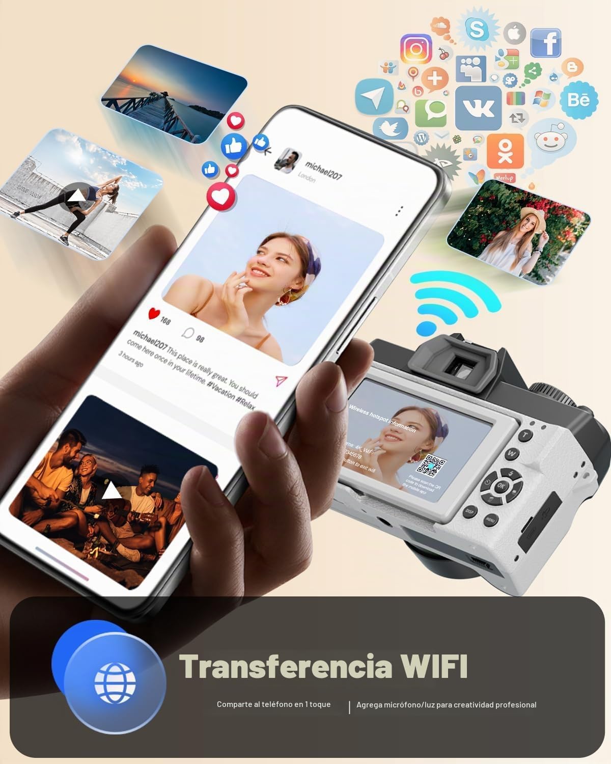 NBD Cámaras digitales 8K para fotografía, cámara fotográfica de 64...