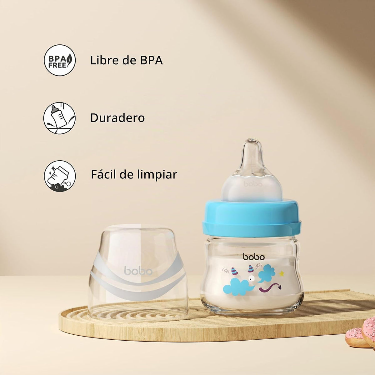 YOHKOH Biberones de vidrio para bebé con tetina de flujo lento, bib...