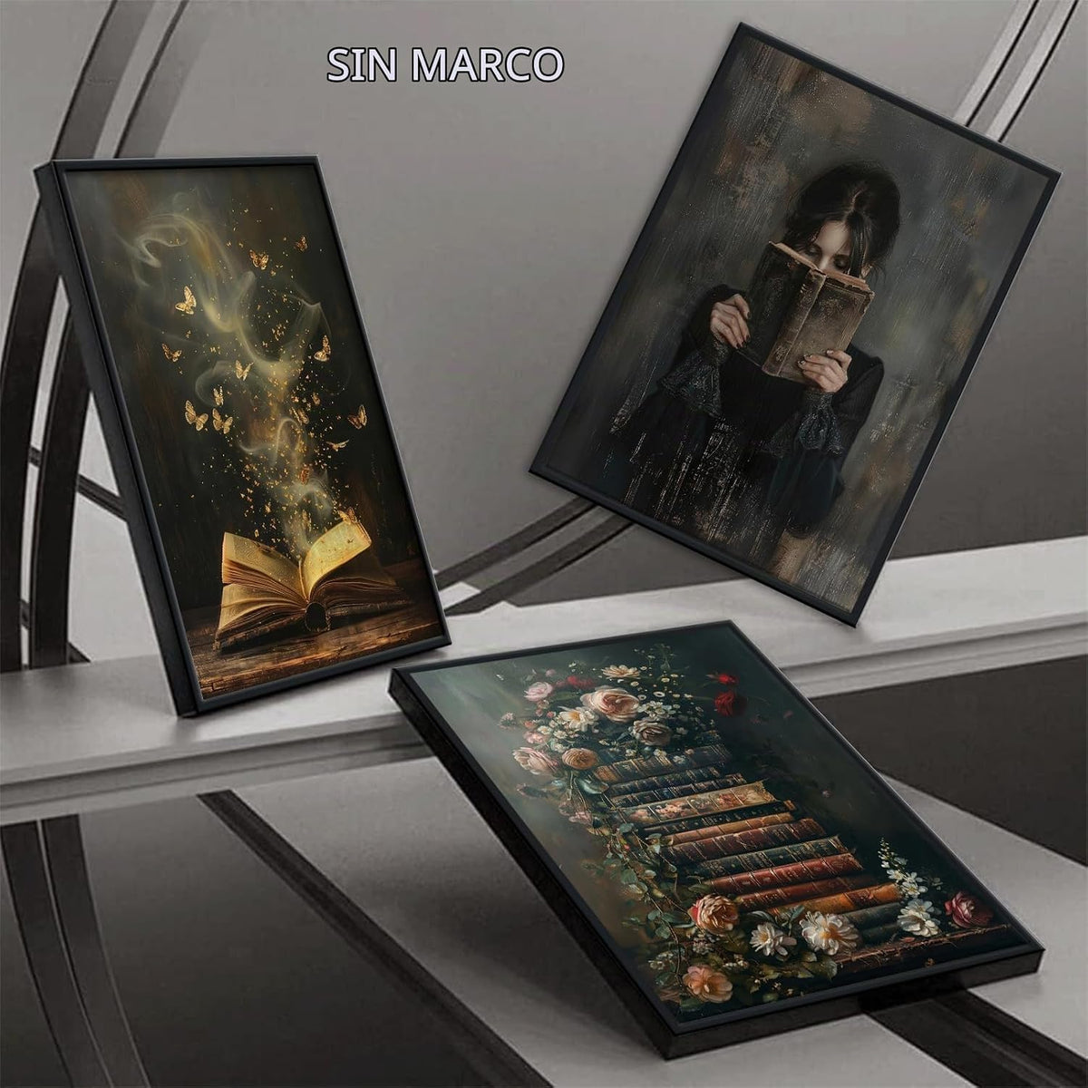 3 piezas de arte de pared de lectura para mujer, estilo victoriano,...