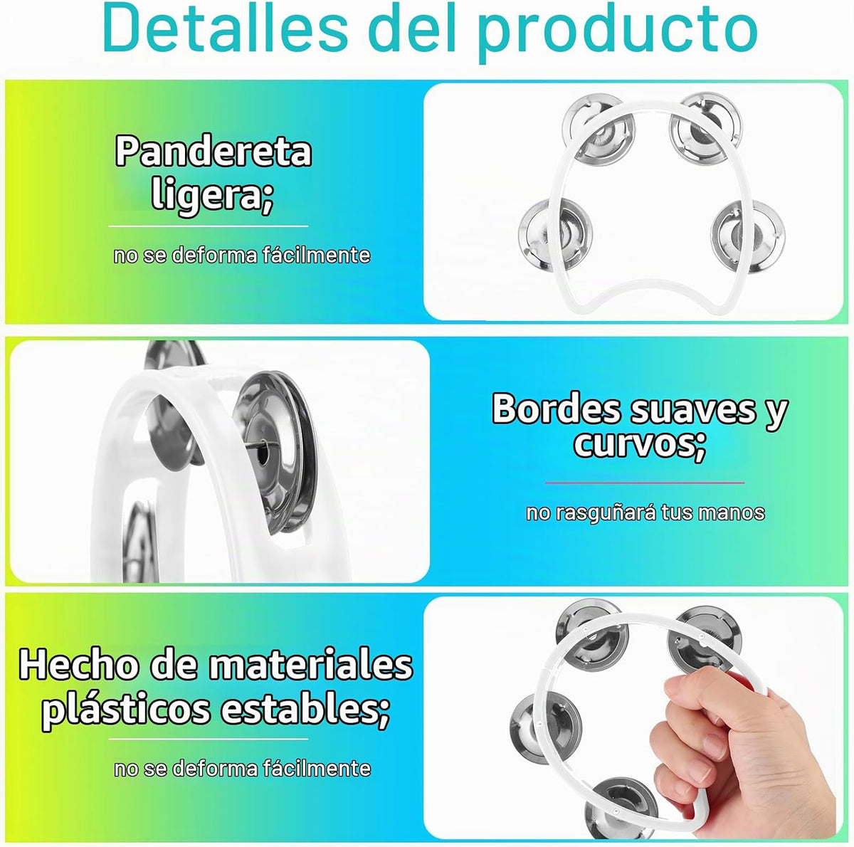 Yeshone Paquete de 30 Panderetas para Niños Adultos Tamborines Inst...