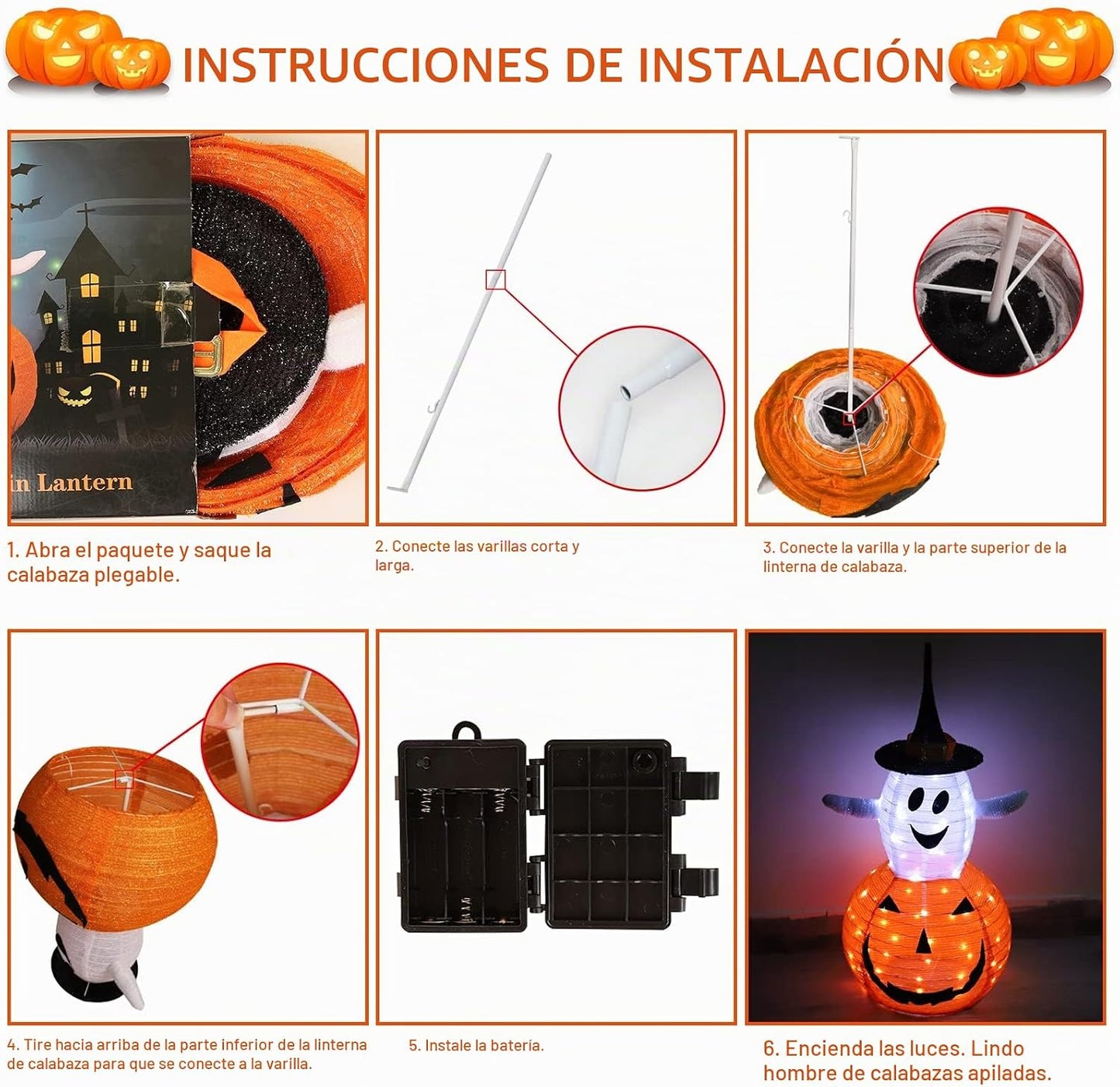 Decoración plegable de calabaza fantasma de Halloween al aire libre...