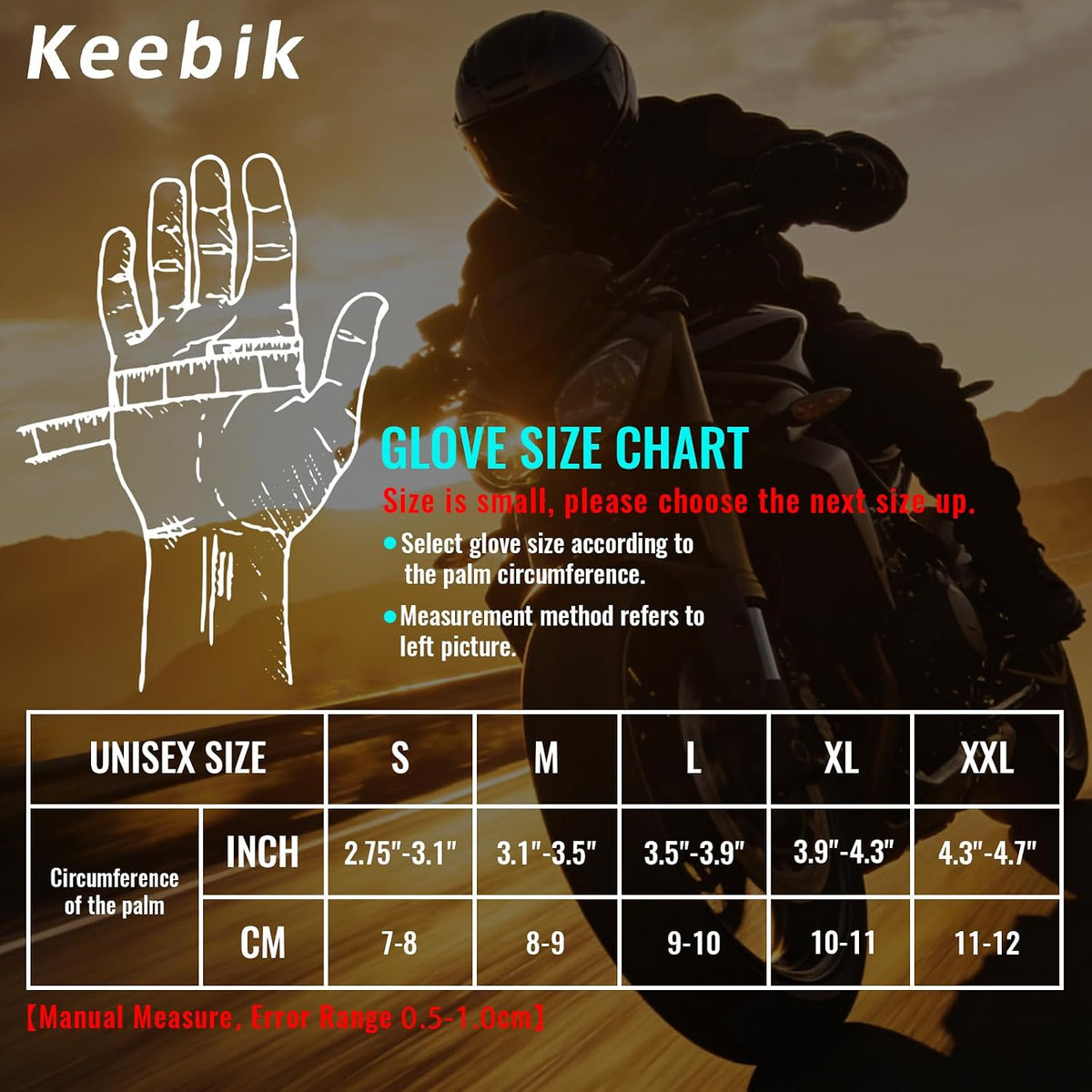 Keebik Guantes de motocicleta para hombres y mujeres, guantes de mo...
