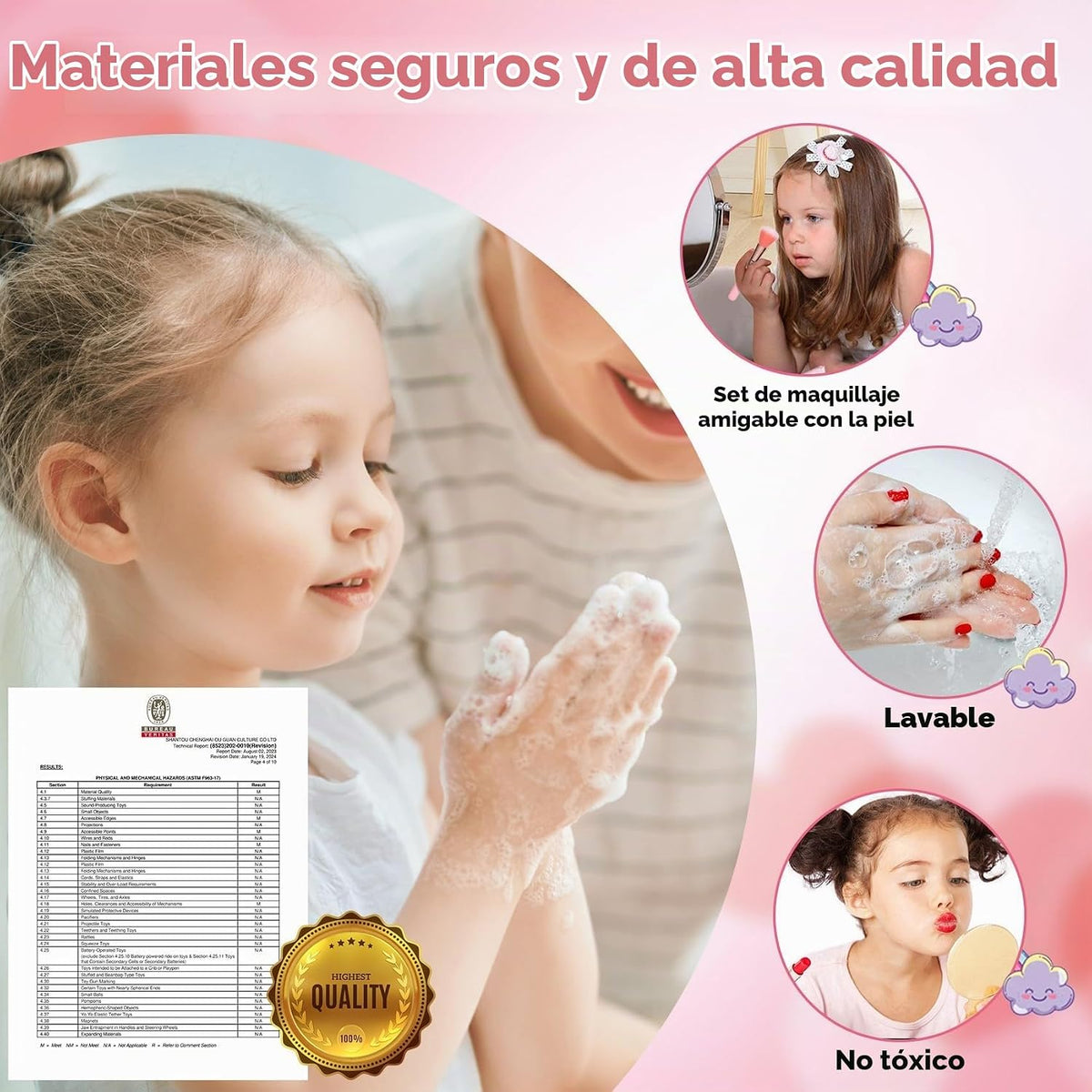 DCMAMA Kit de maquillaje lavable y no tóxico para niñas, juegos de...