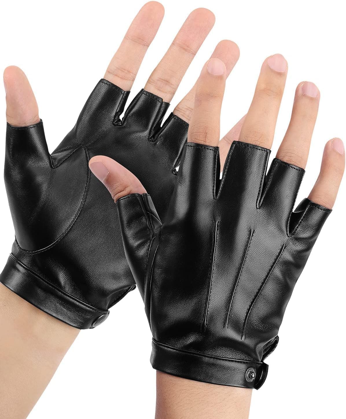 KEMIMOTO Guantes de conducción sin dedos, de cuero sintético PU, pa...