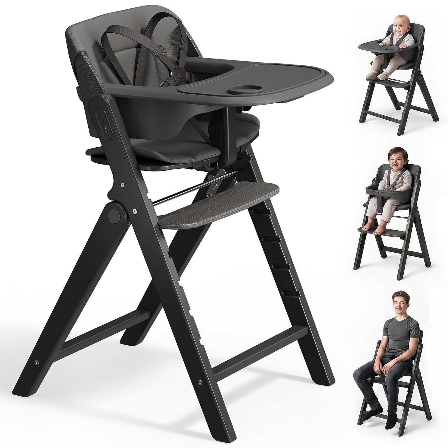 Mamazing GrowPod Pro - Silla alta de madera para bebés de 6 meses a...