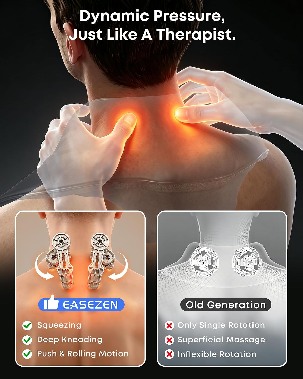 EaseZen Masajeador de cuello inalámbrico con calor para aliviar el...