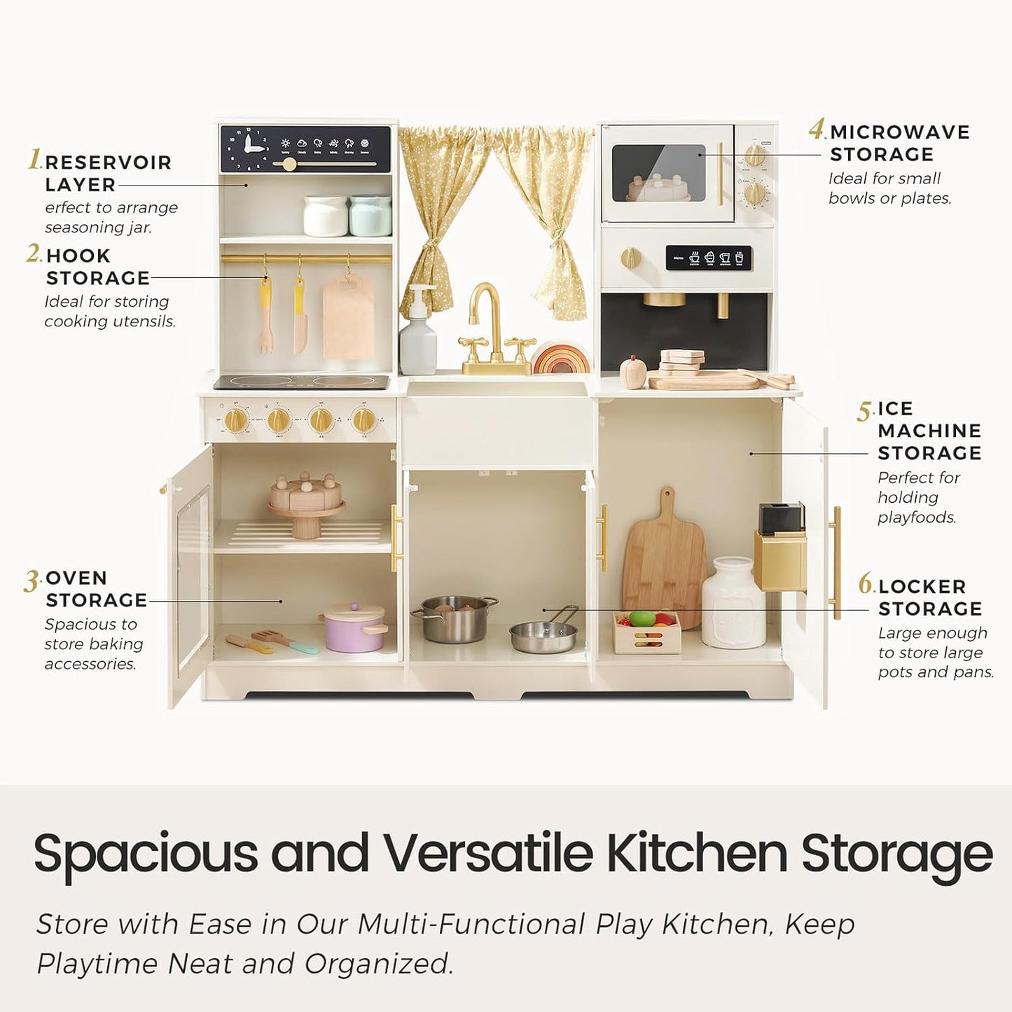 Tiny Land Play Kitchen para niños: diseño moderno para el hogar con...